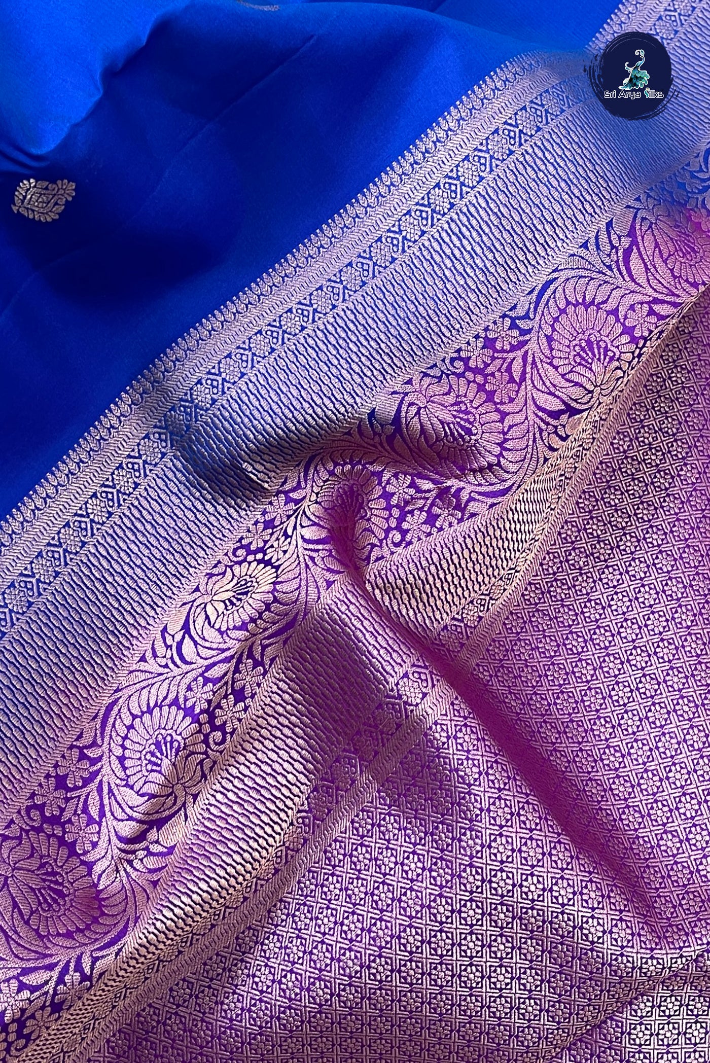 Royal Blue Traditional Silk Saree With Zari Buttas Pattern