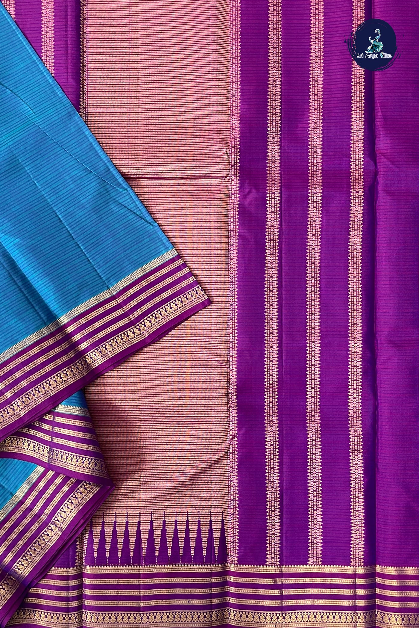 Blue Light Weight Silk Saree With Doria Lines Pattern