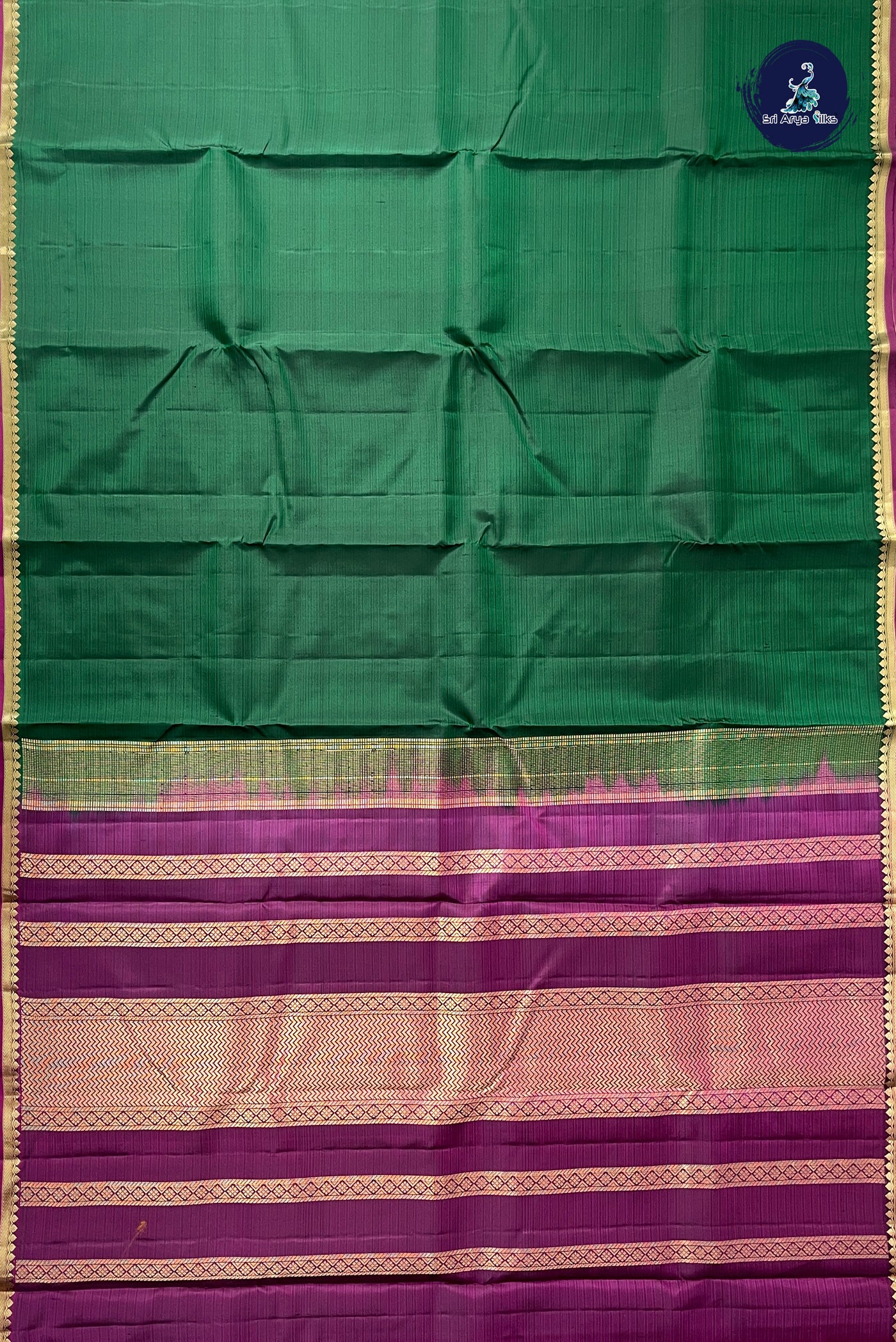 Bottle Green Light Weight Silk Saree With Doria Lines Pattern