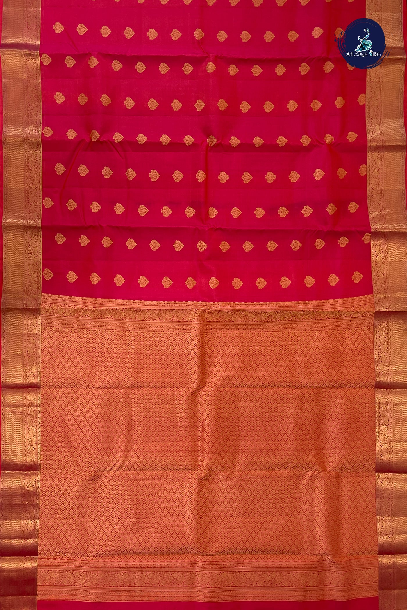 Orangish Pink Traditional Silk Saree With Zari Buttas Pattern
