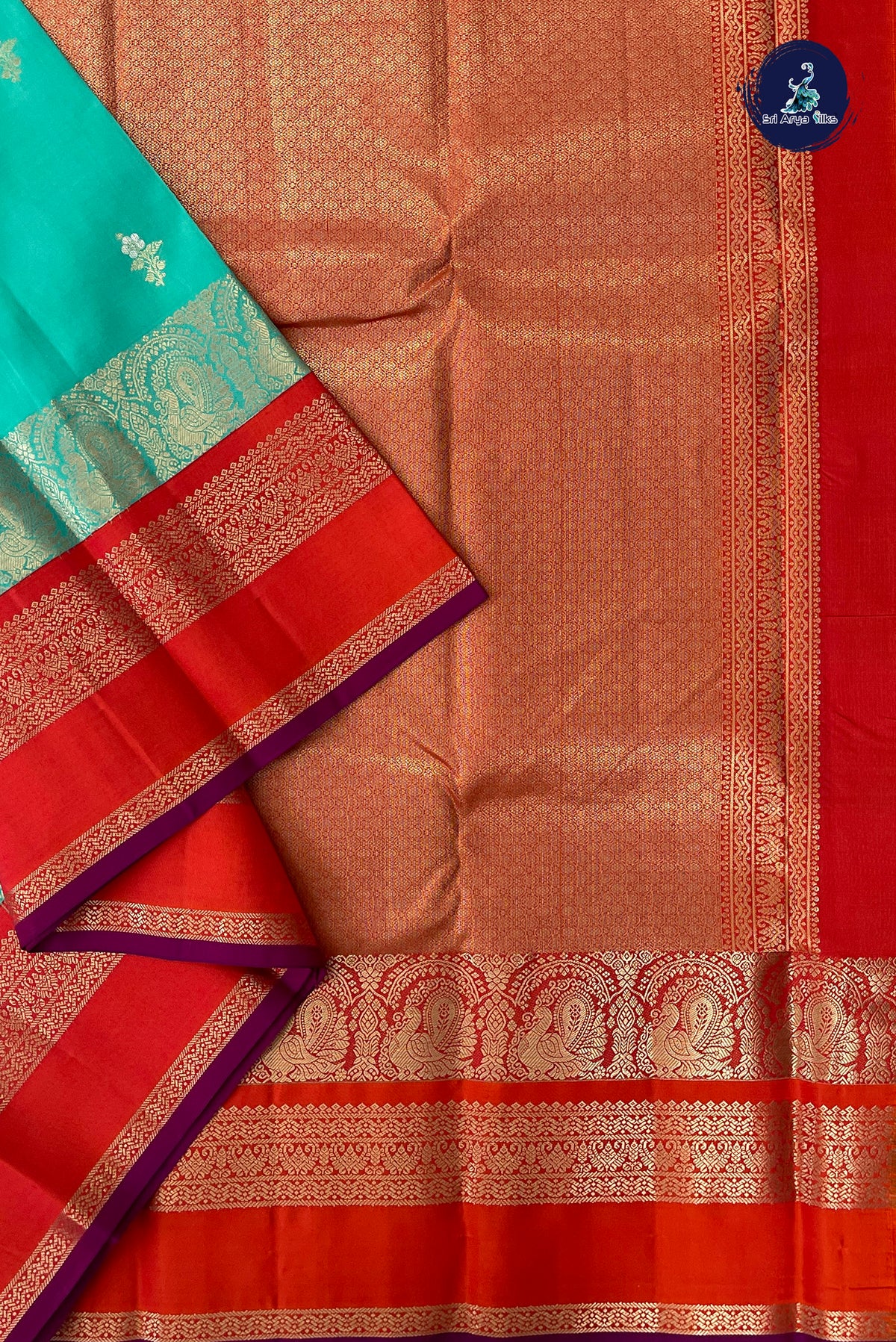 Turquoise Traditional Silk Saree With Zari Buttas Pattern