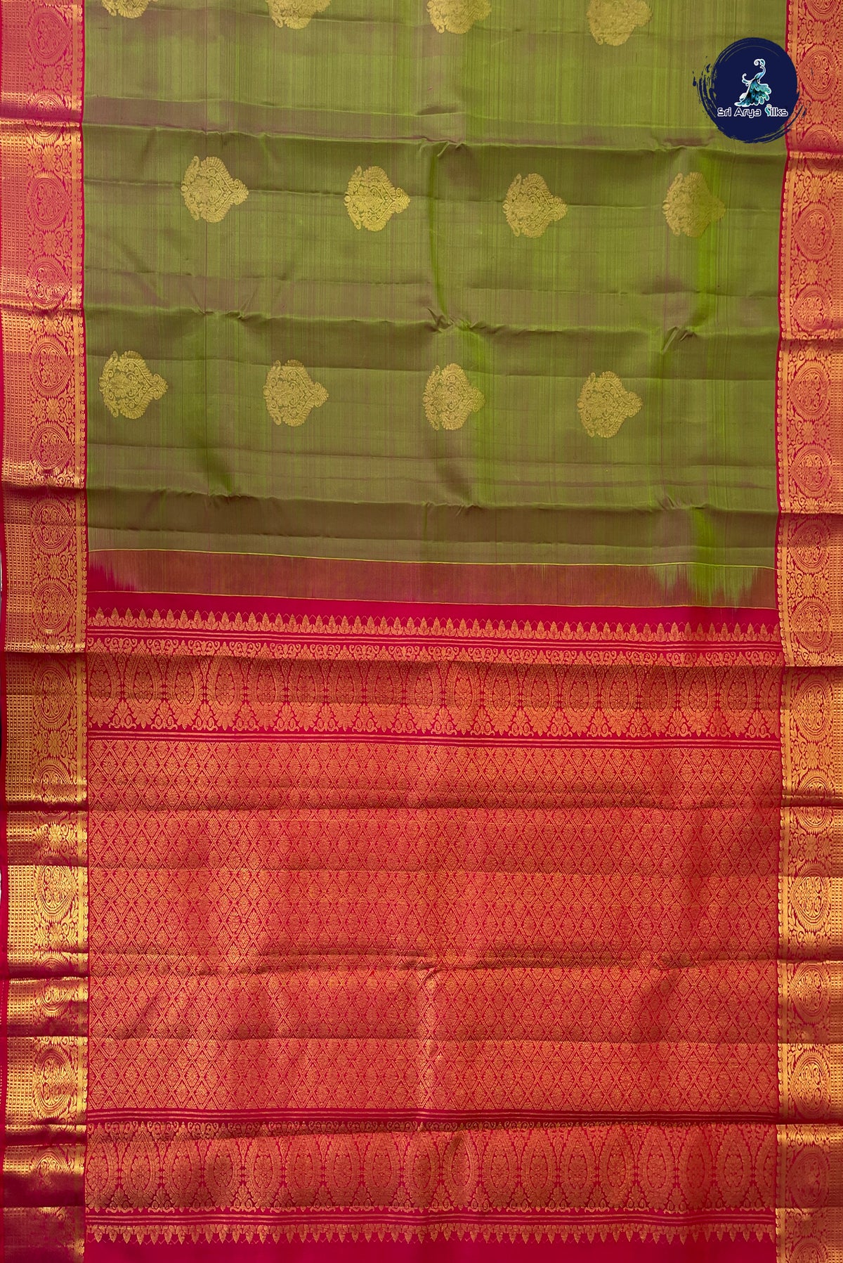 Manthulir Korvai Contrast Silk Saree With Zari Buttas Pattern