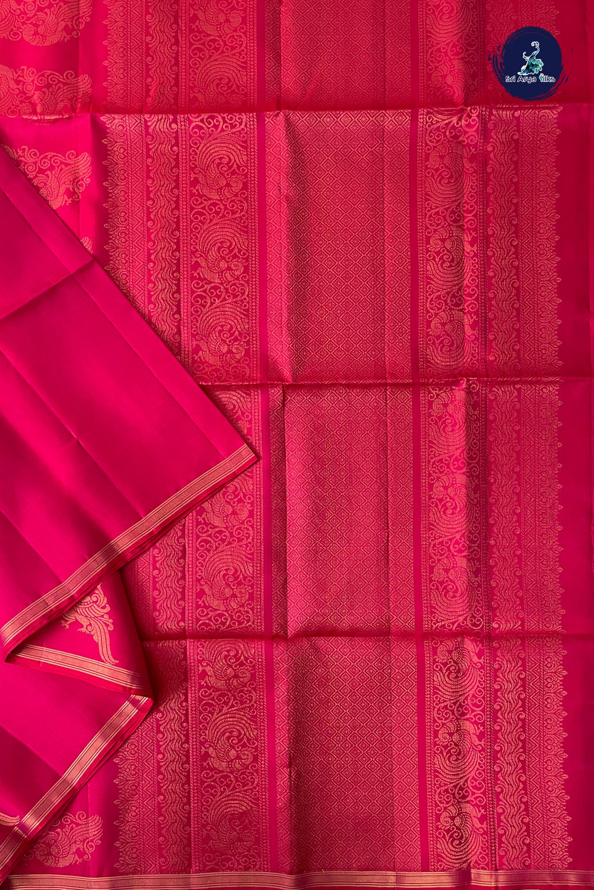 Dark Pink Soft Silk Saree With Peacock Butta Pattern
