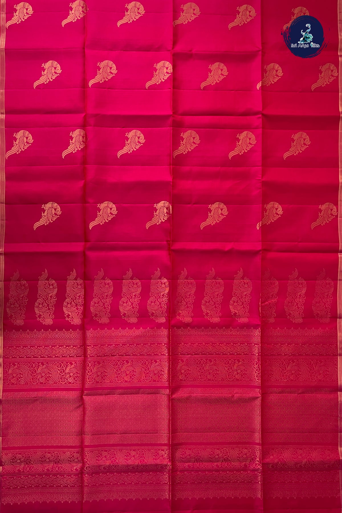 Dark Pink Soft Silk Saree With Peacock Butta Pattern