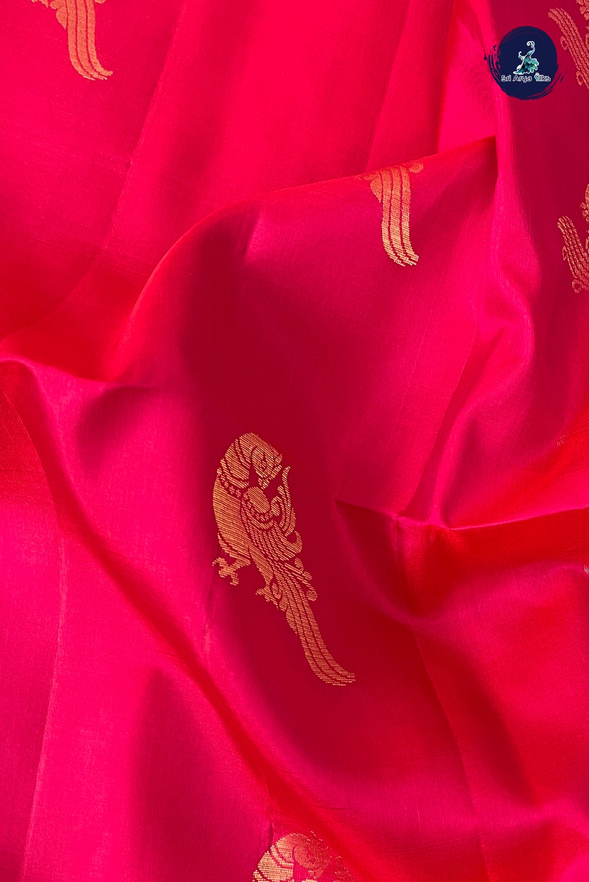 Dark Pink Soft Silk Saree With Peacock Butta Pattern