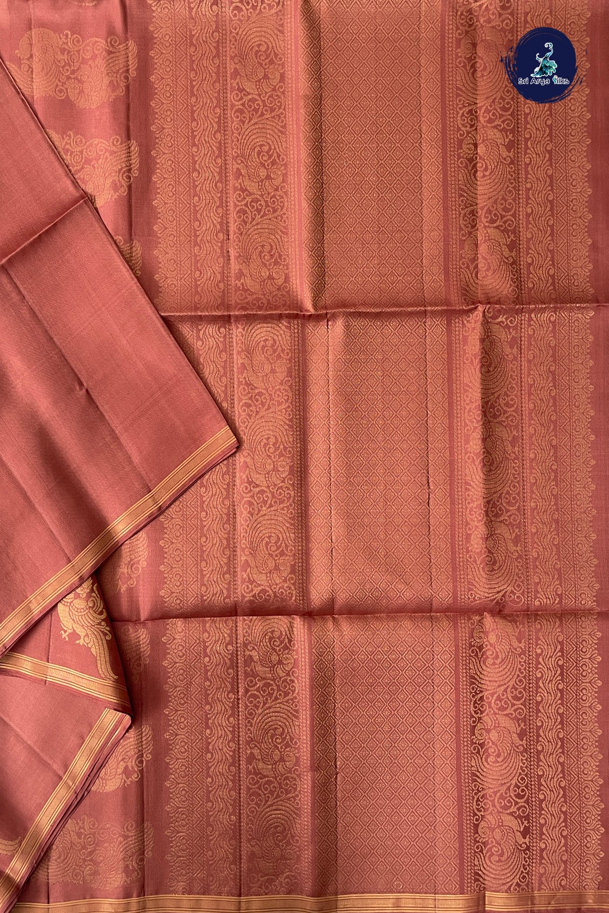 Caramel Shade Soft Silk Saree With Peacock Butta Pattern