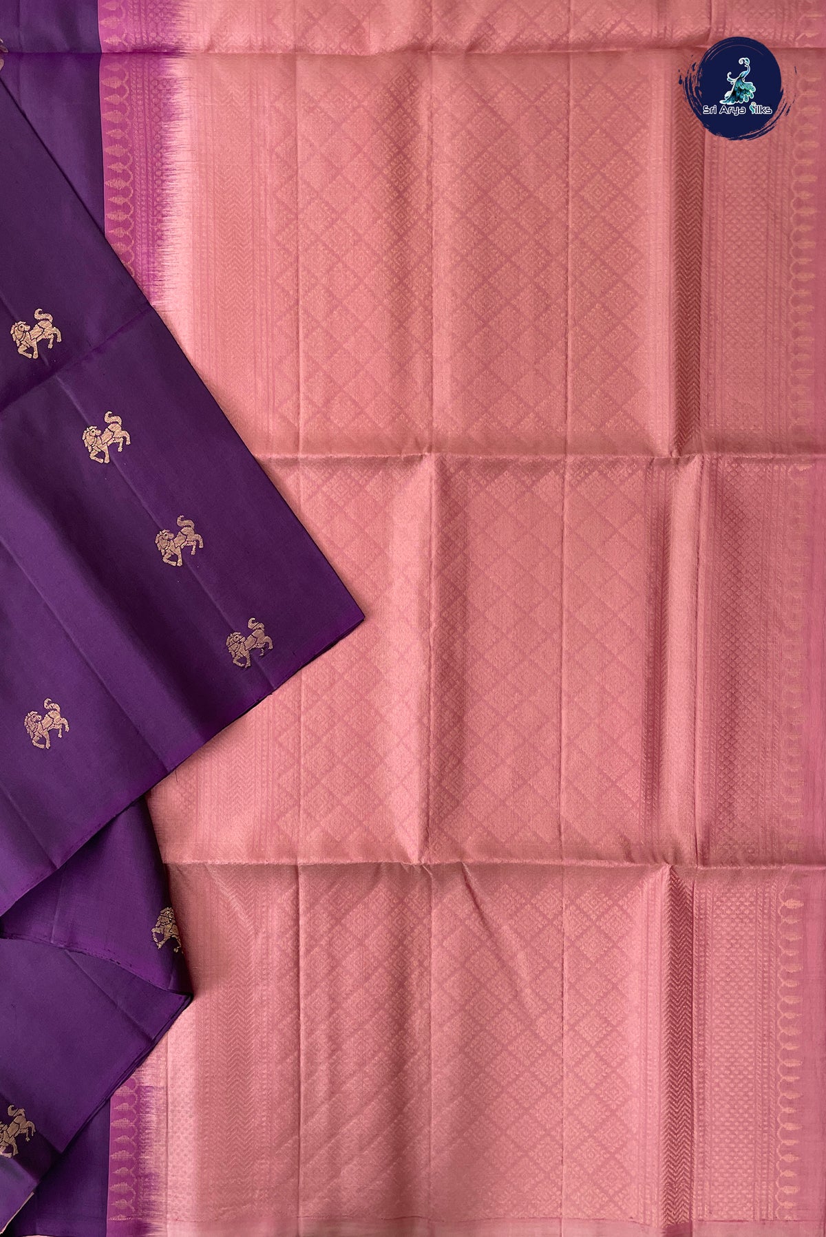 Jamun Soft Silk Saree With Peacock Butta Pattern