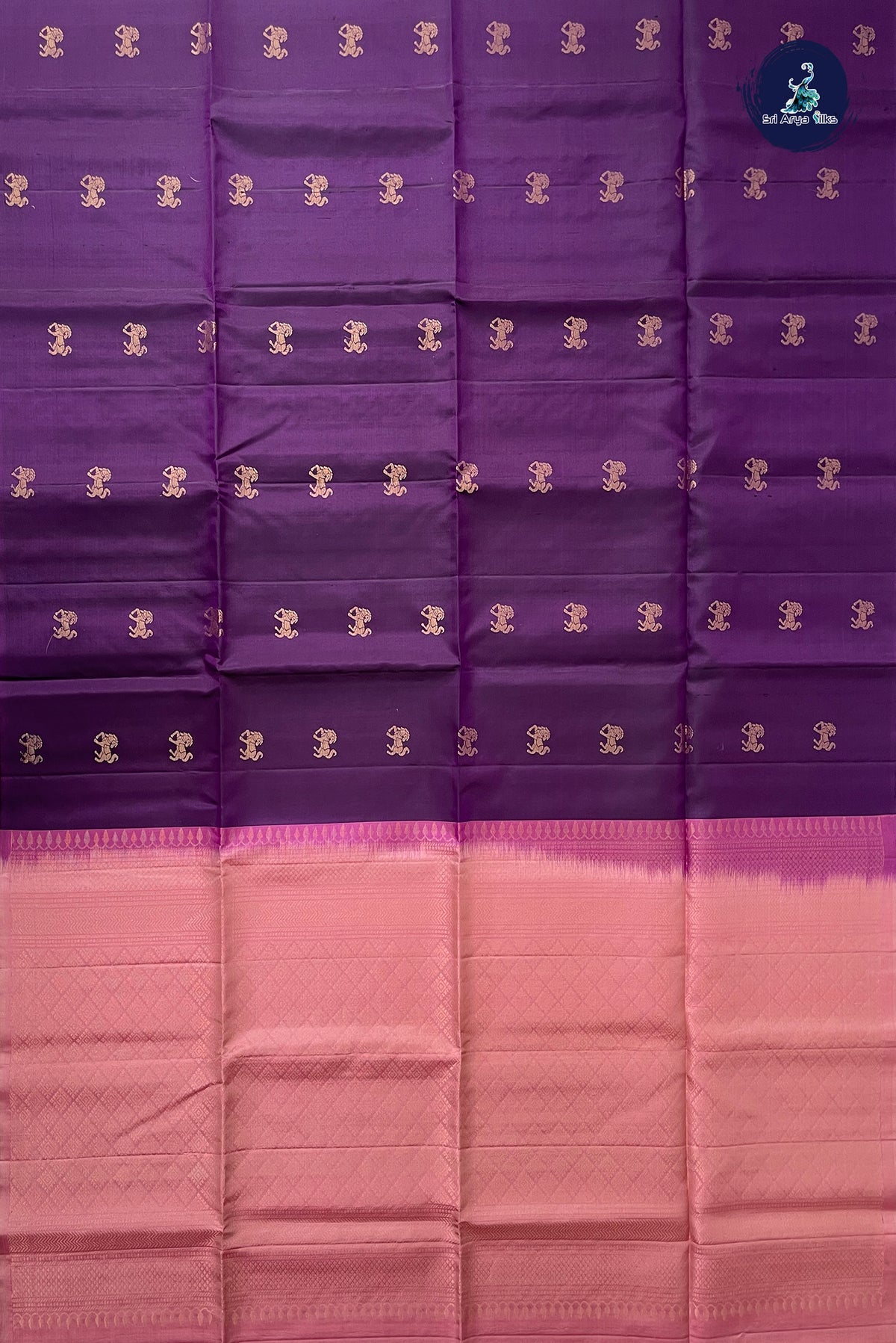 Jamun Soft Silk Saree With Peacock Butta Pattern