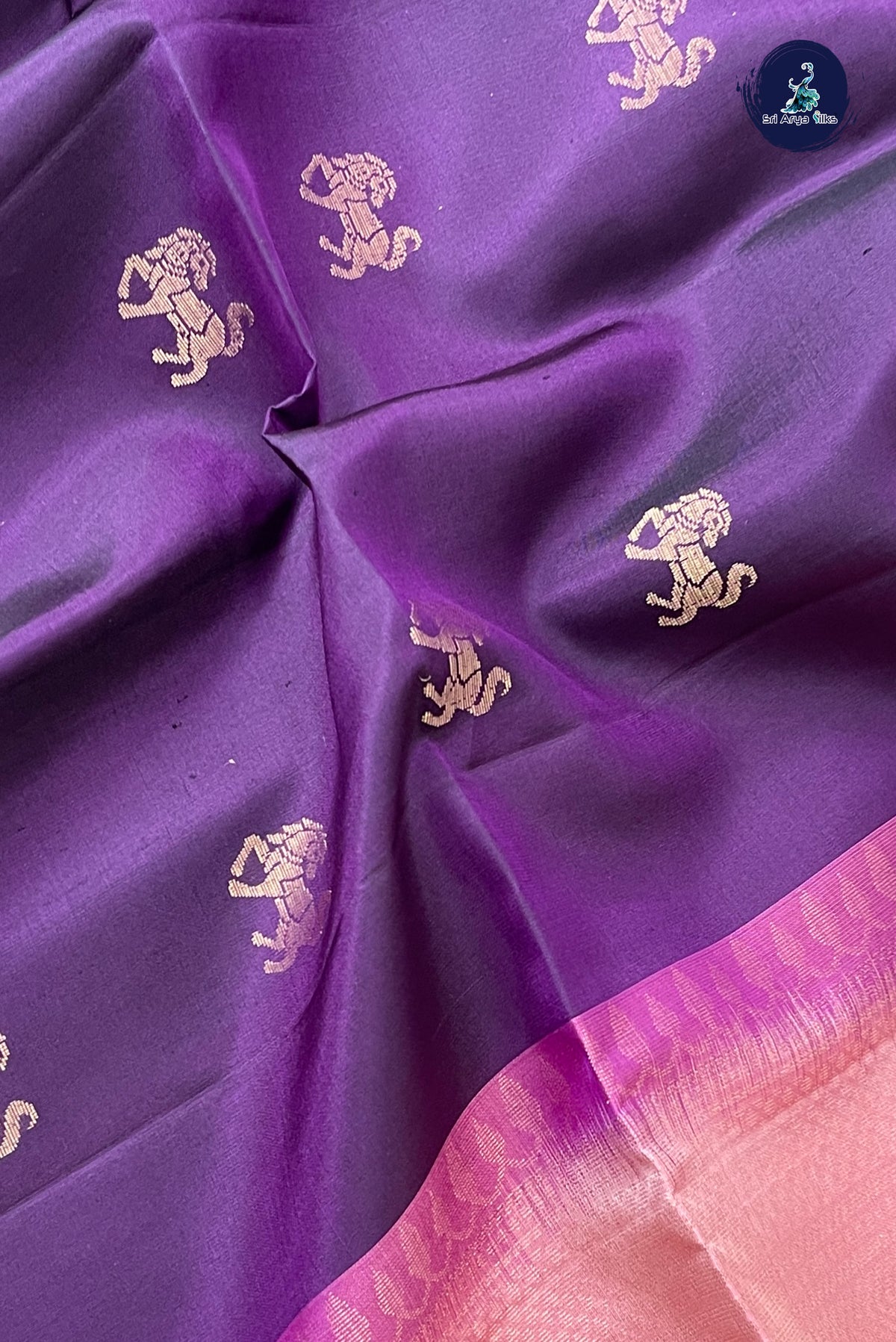 Jamun Soft Silk Saree With Peacock Butta Pattern
