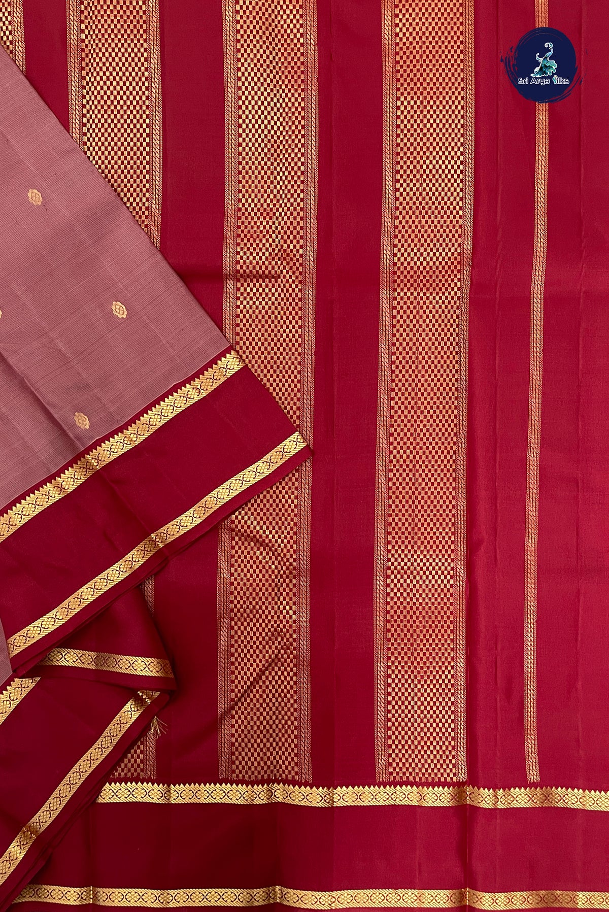 Chocolate Shade Light Weight Silk Saree With Zari Buttas Pattern