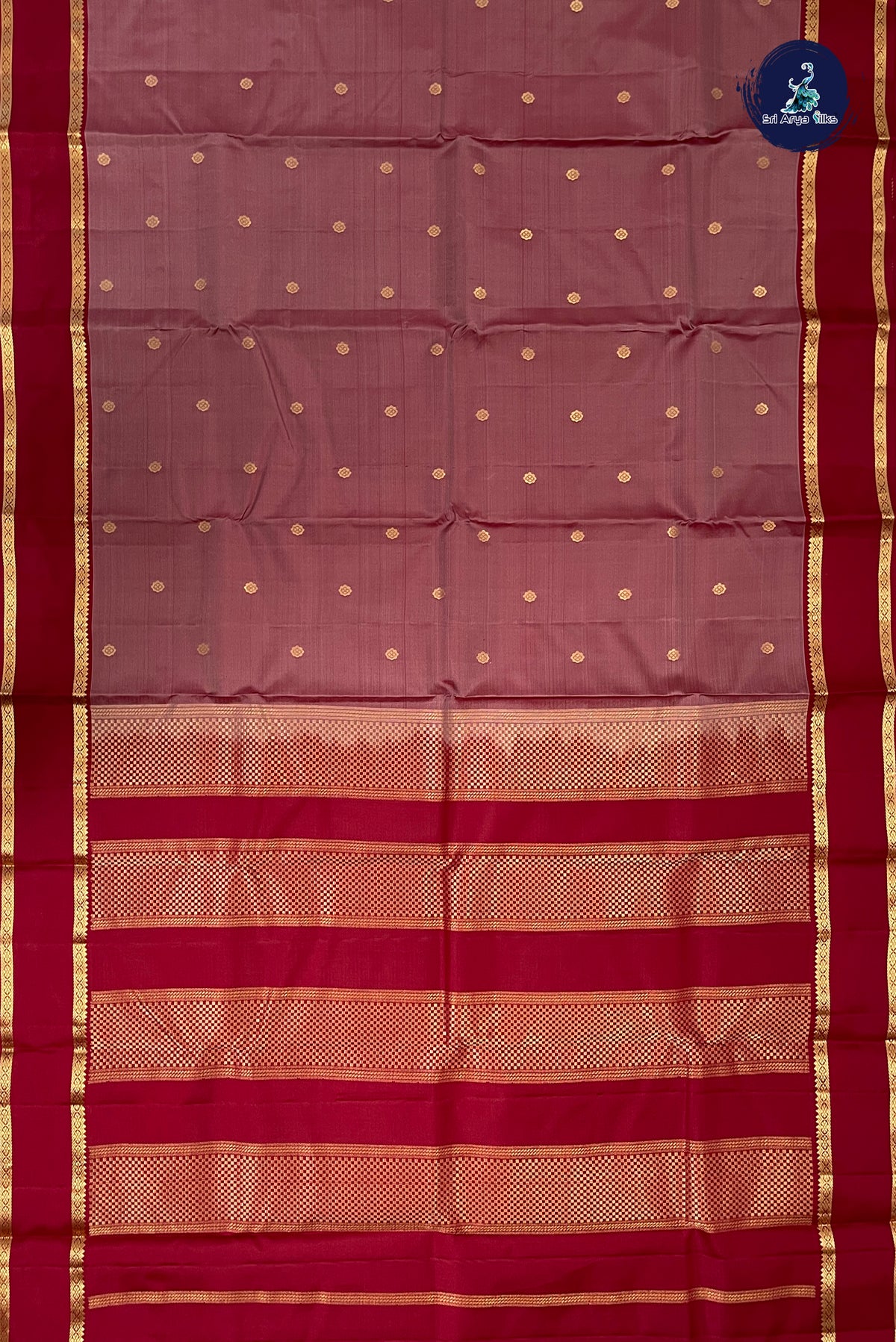 Chocolate Shade Light Weight Silk Saree With Zari Buttas Pattern