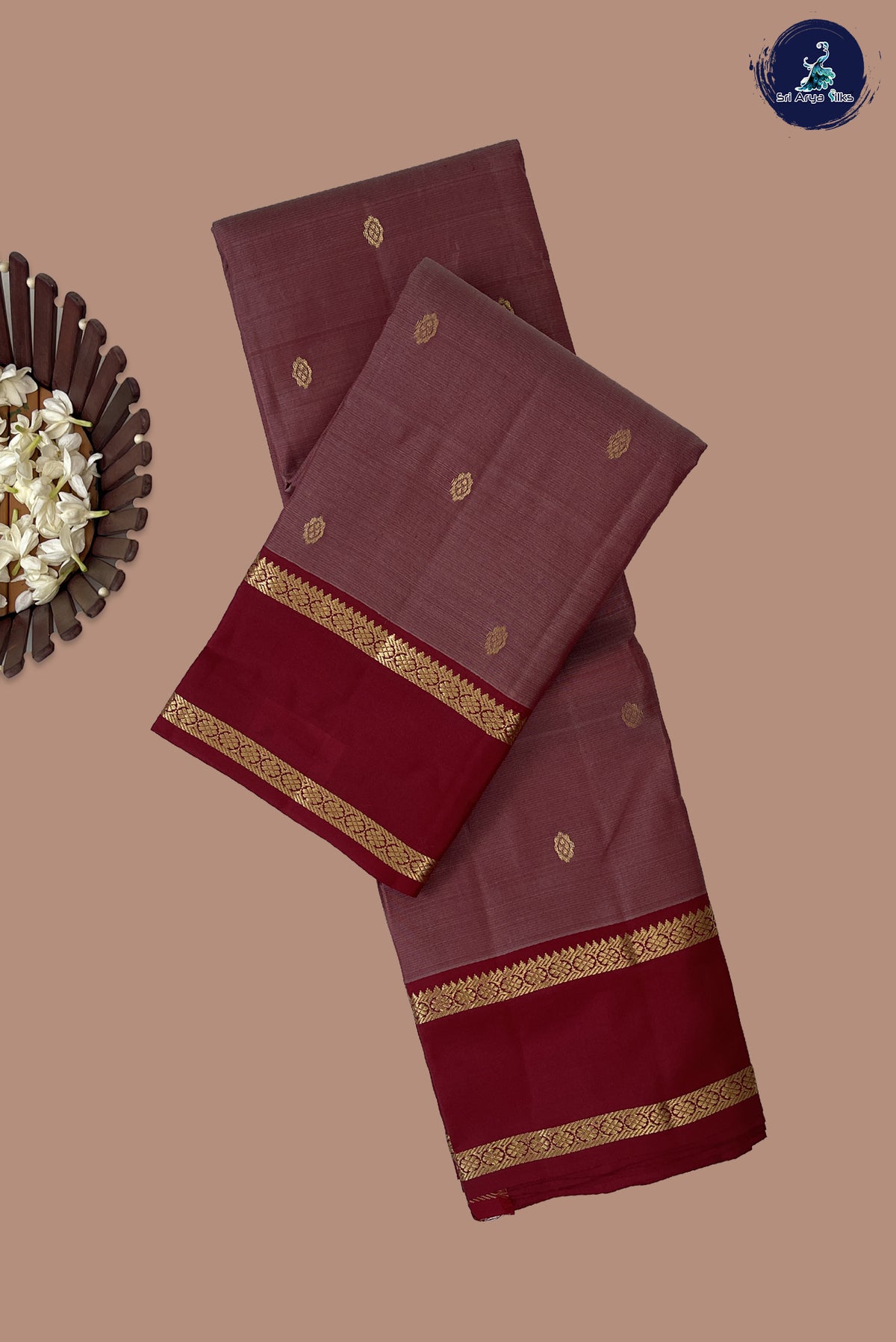 Chocolate Shade Light Weight Silk Saree With Zari Buttas Pattern