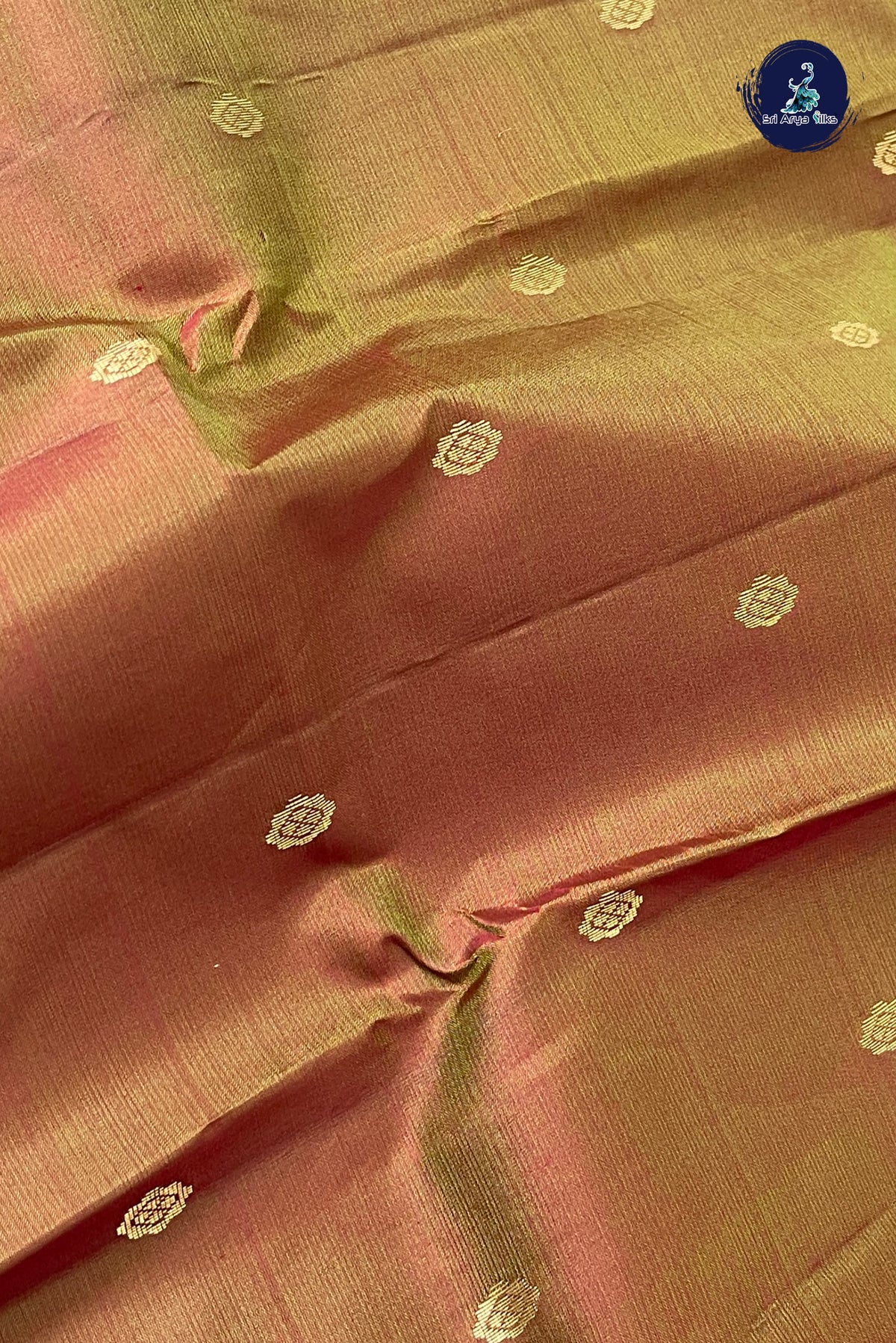 Dual Tone Mehendi Green Light Weight Silk Saree With Zari Buttas Pattern