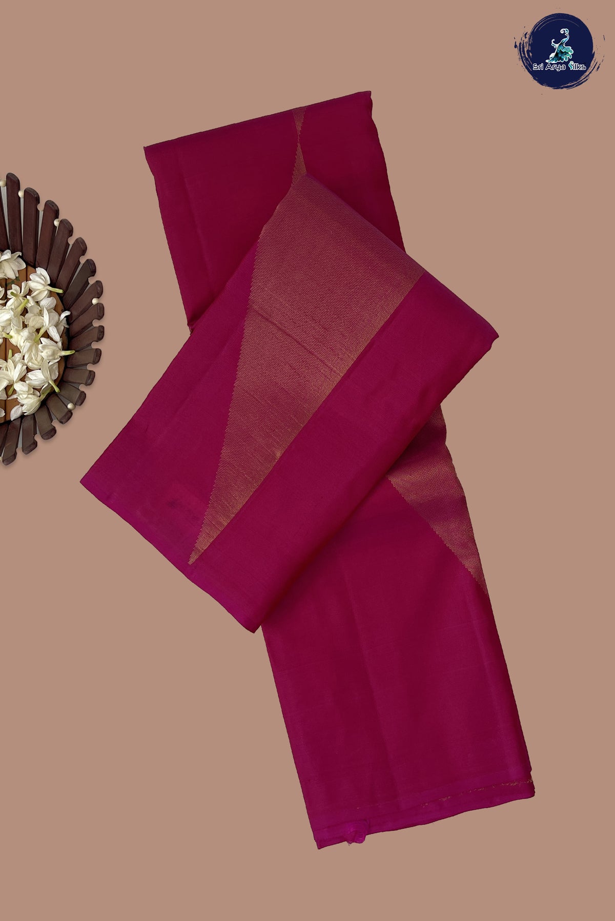 Pink Without Border Saree With Zari Woven Pattern