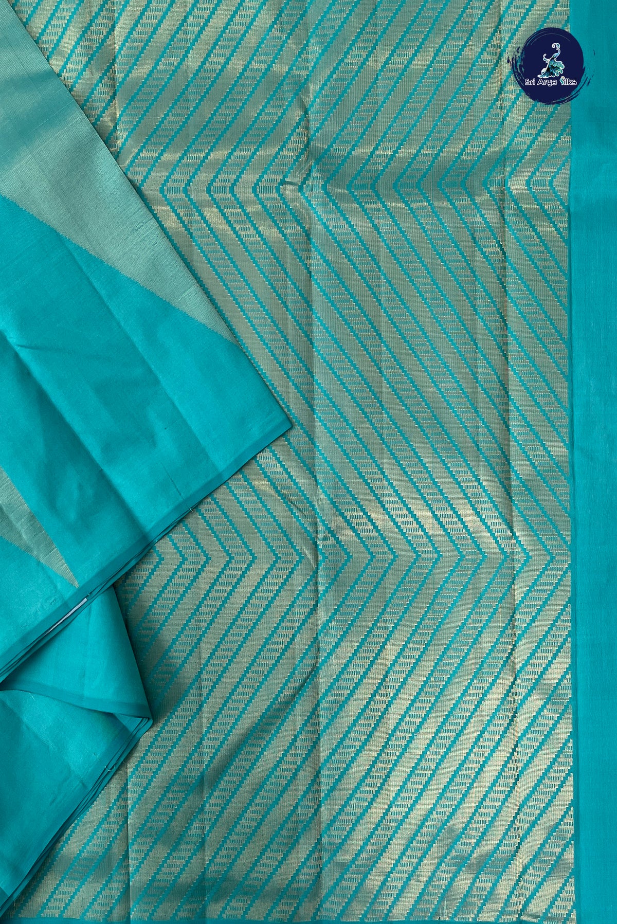 Light Blue Without Border Saree With Zari Woven Pattern