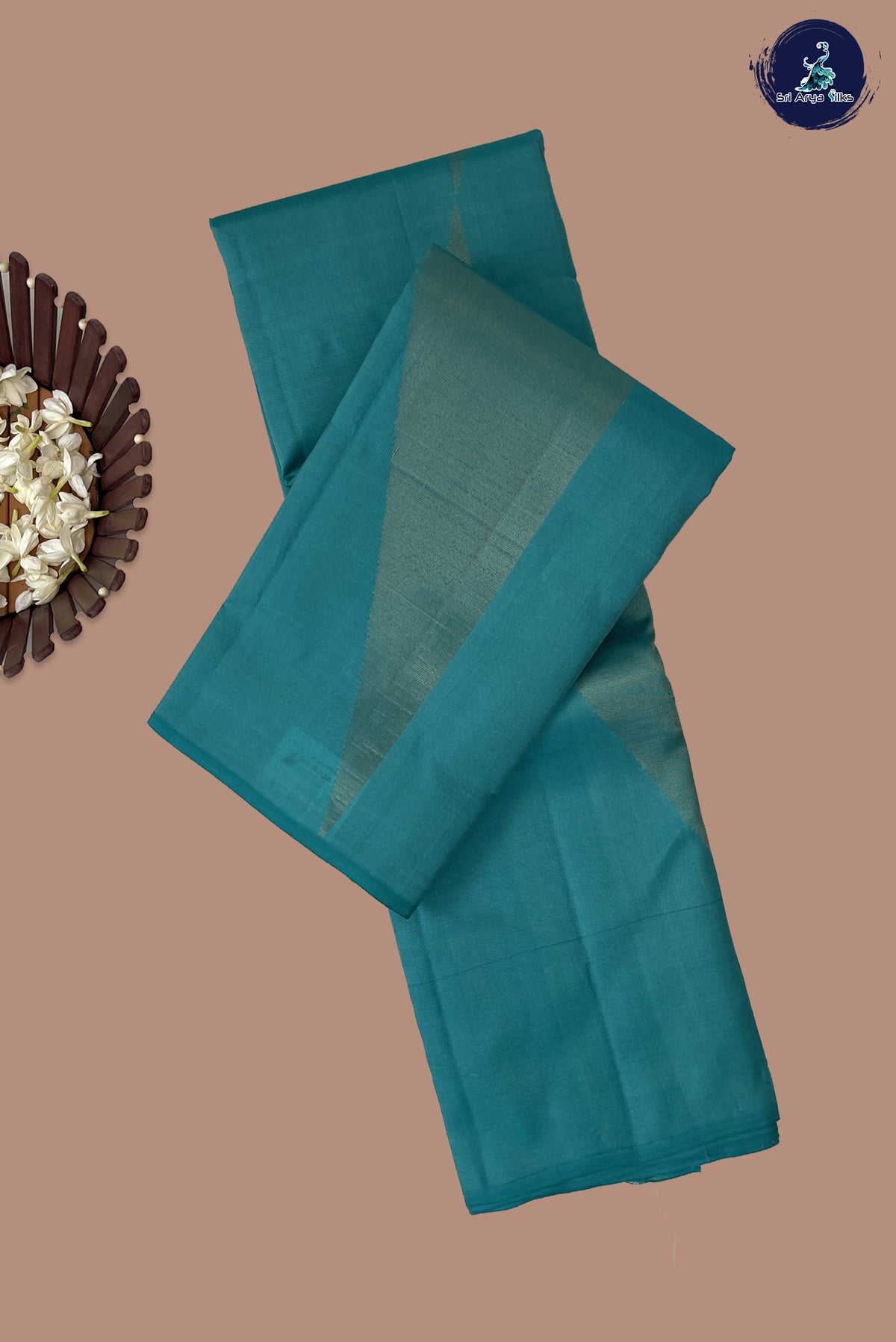 Light Blue Without Border Saree With Zari Woven Pattern