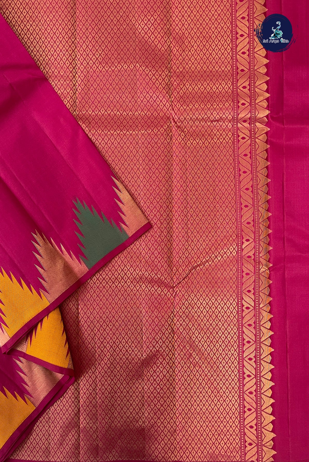 Pinkish Maroon Thalampoo / Temple Border Silk Saree With Plain Pattern