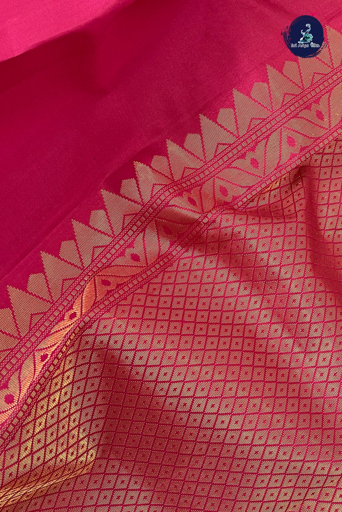 Pinkish Maroon Thalampoo / Temple Border Silk Saree With Plain Pattern