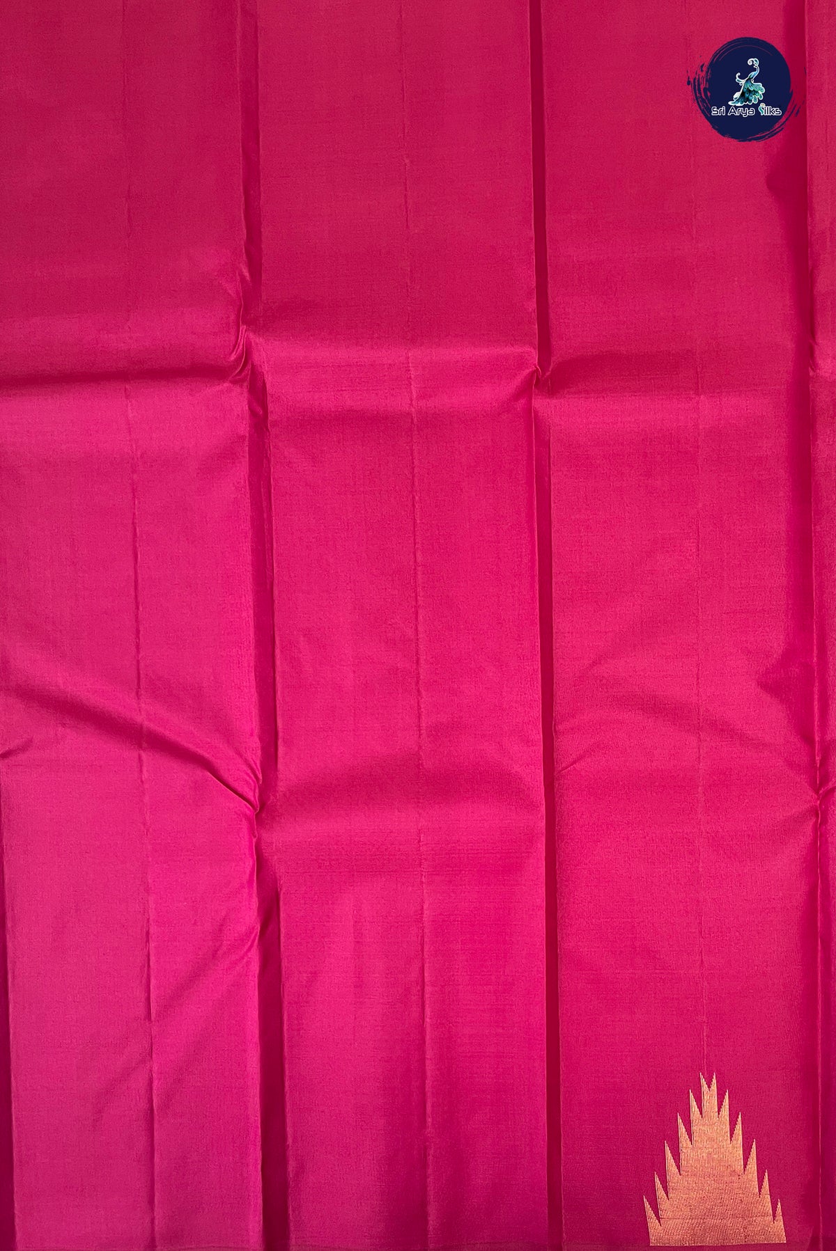 Pinkish Maroon Thalampoo / Temple Border Silk Saree With Plain Pattern
