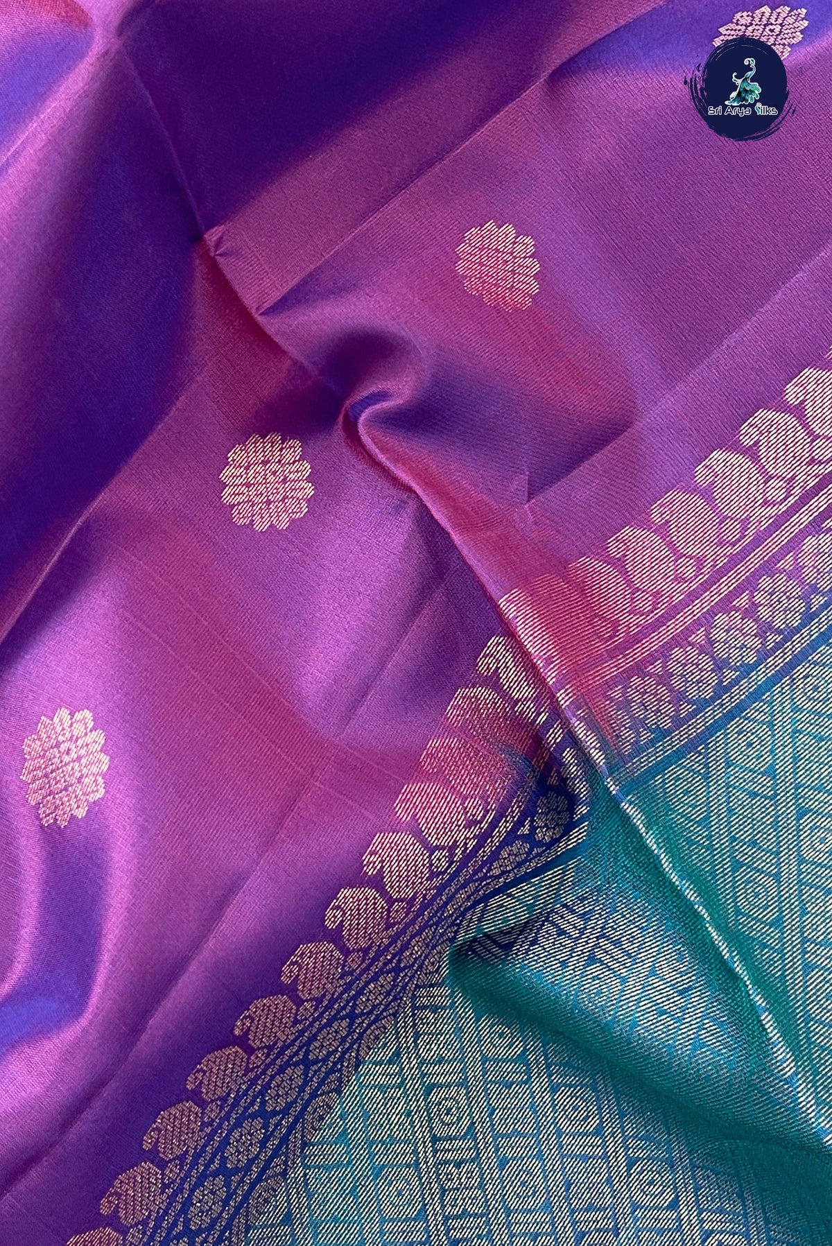 Dual Tone Purple Half Pure Silk Saree With Zari Buttas Pattern