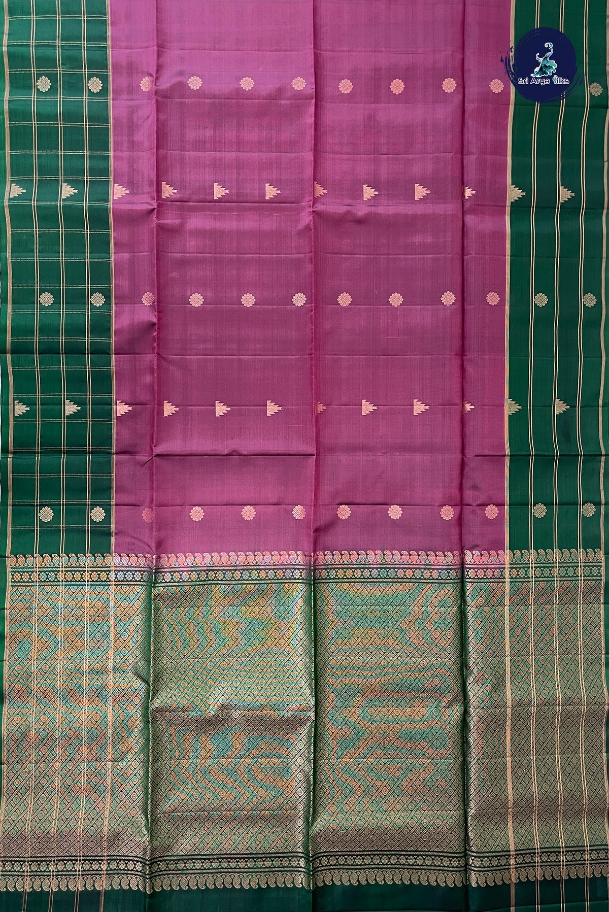 Snuf Half Pure Silk Saree With Zari Buttas Pattern
