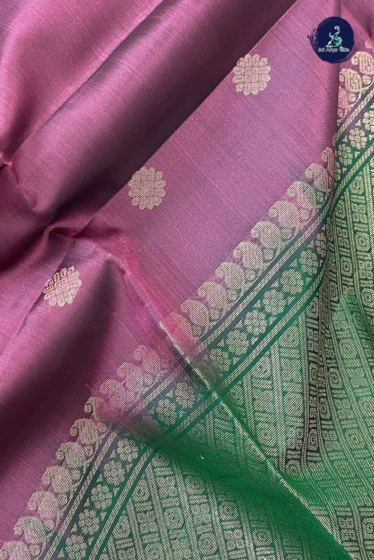Snuf Half Pure Silk Saree With Zari Buttas Pattern