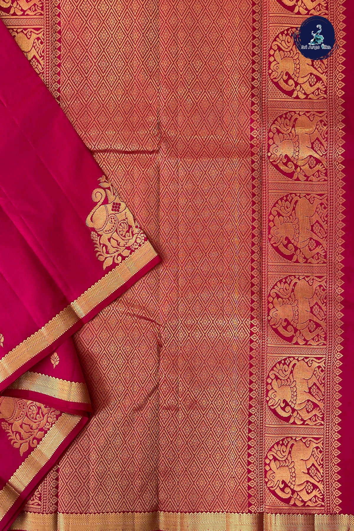 Dark Pink Light Weight Silk Saree With Zari Buttas Pattern