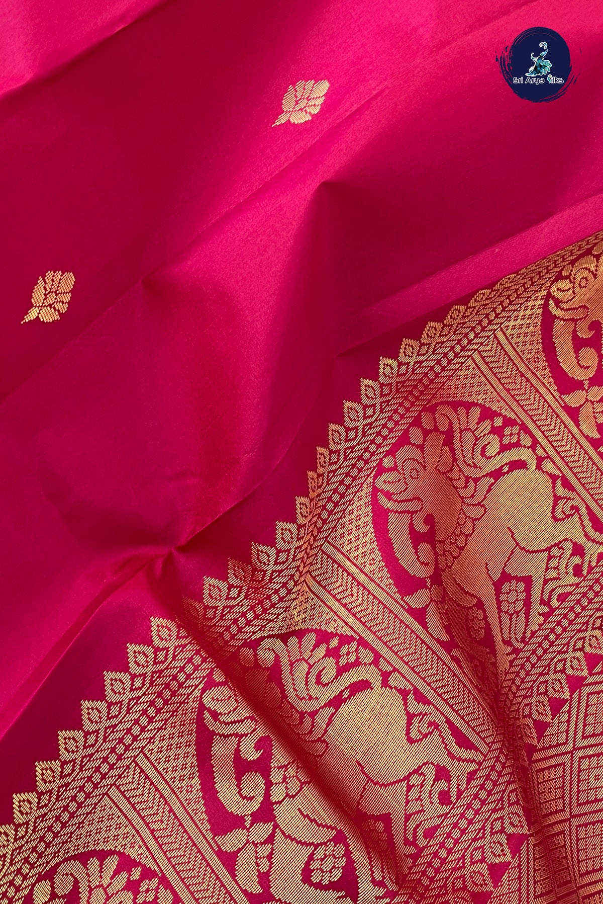 Dark Pink Light Weight Silk Saree With Zari Buttas Pattern