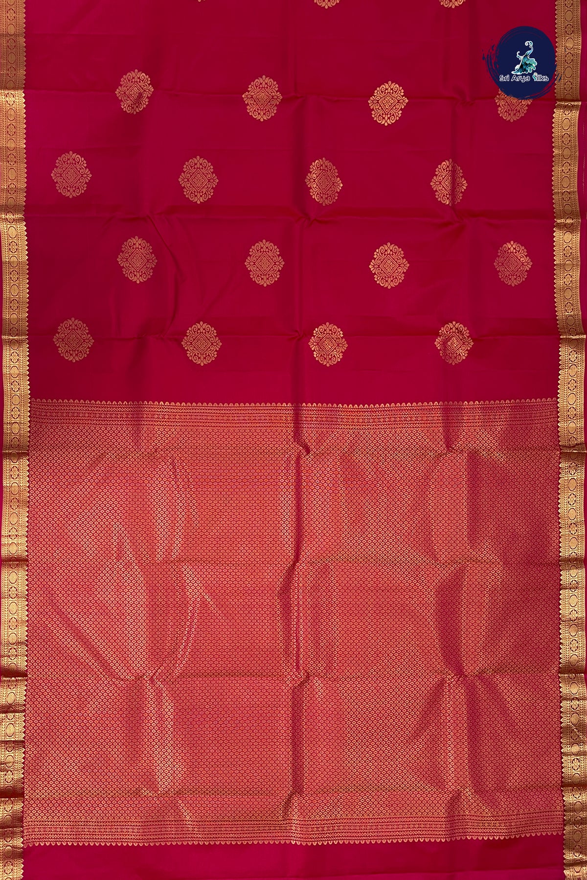 Dark Pink Light Weight Silk Saree With Zari Buttas Pattern