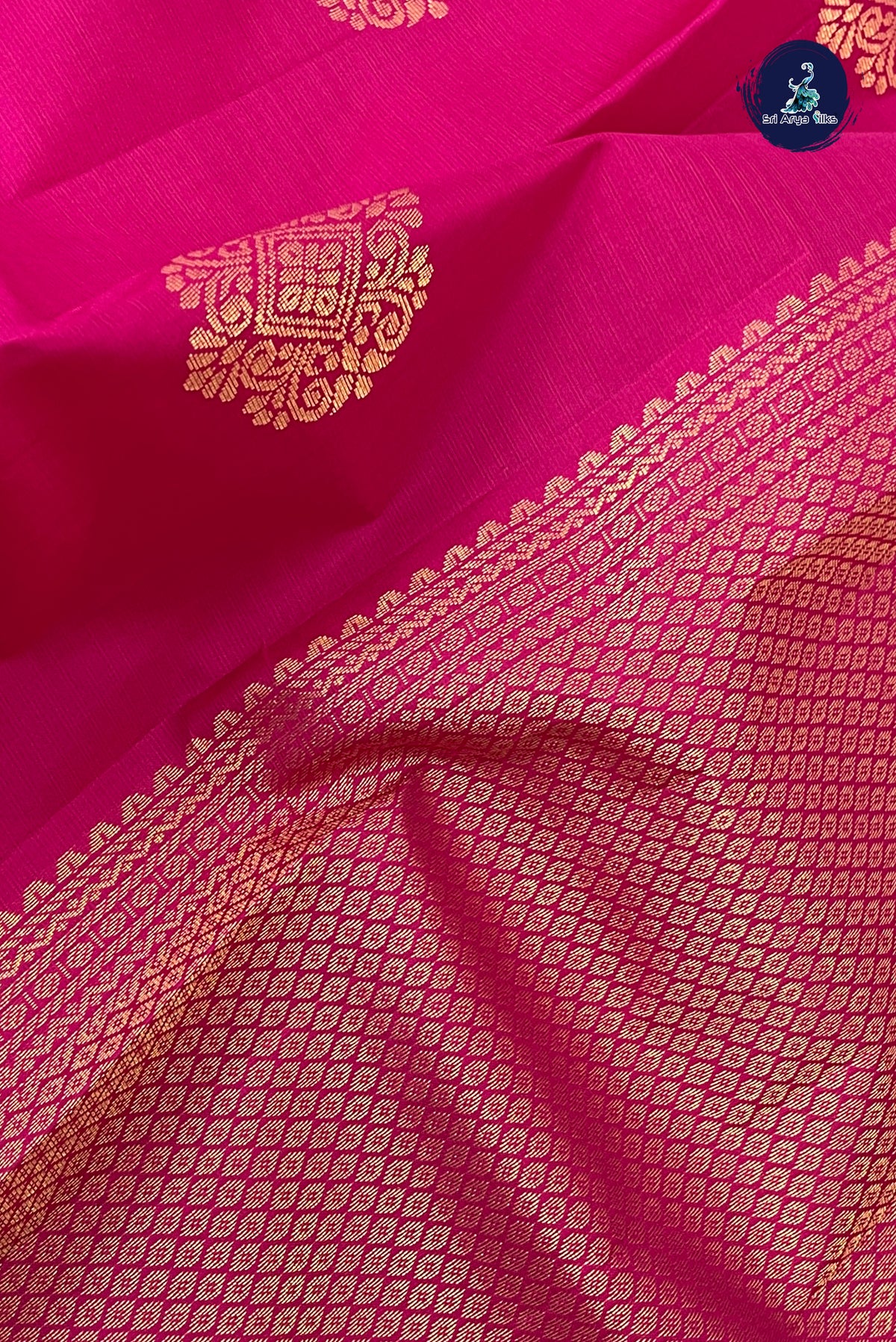 Rani Pink Light Weight Silk Saree With Zari Buttas Pattern