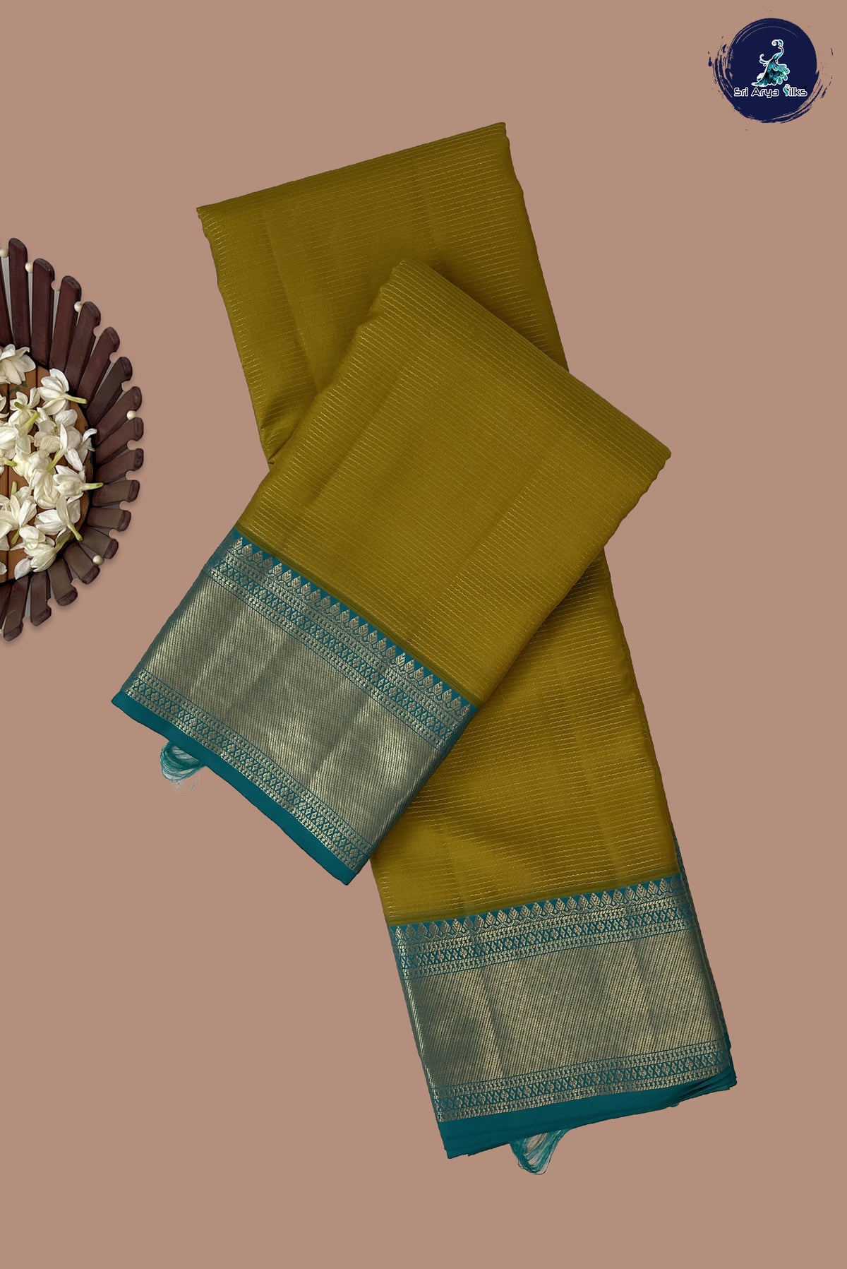 Mustard Yellow Vairaoosi Silk Saree With Vaira Oosi Pattern
