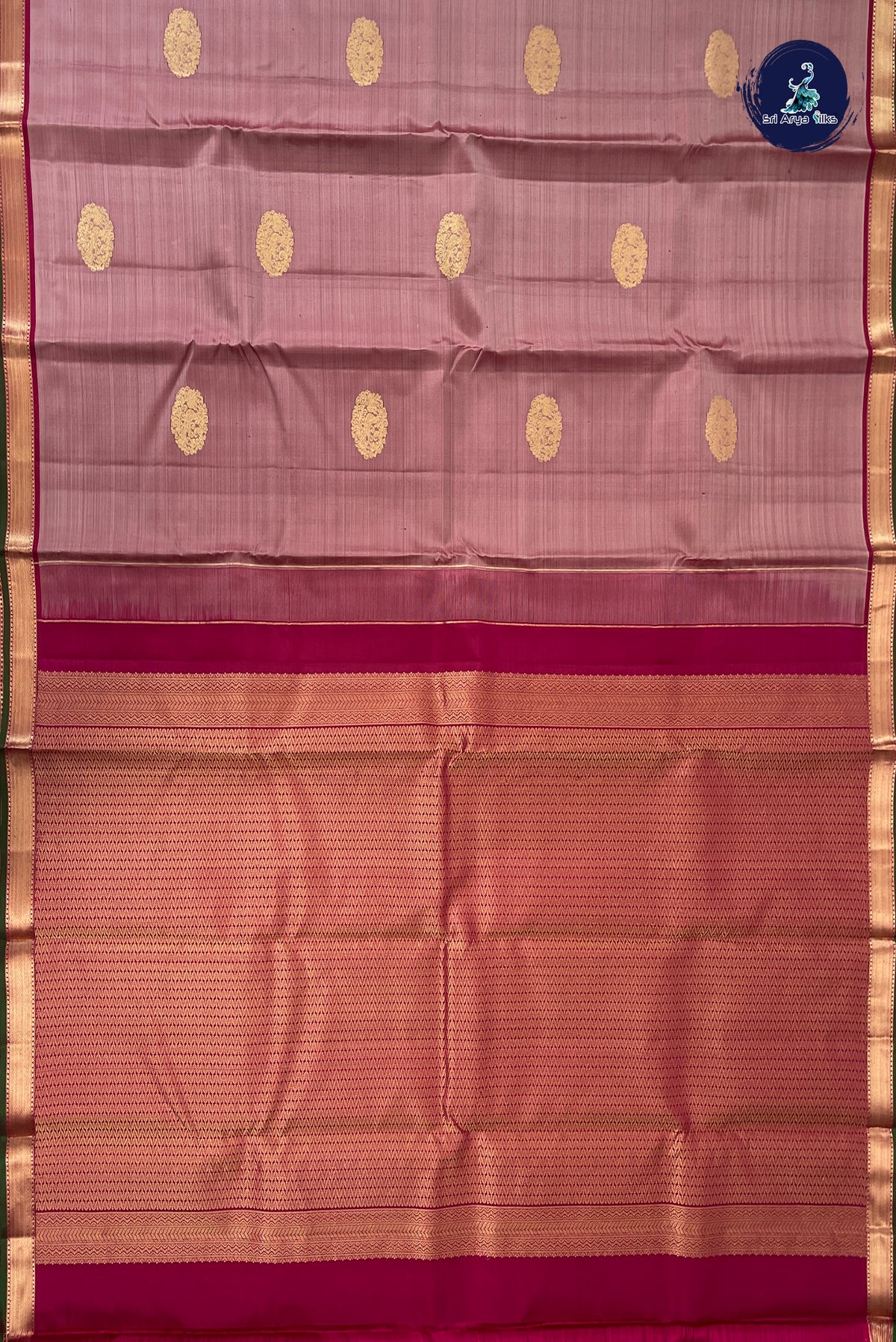 Caramel Shade Mayil Chakram Butta Silk Saree With Zari Buttas Pattern
