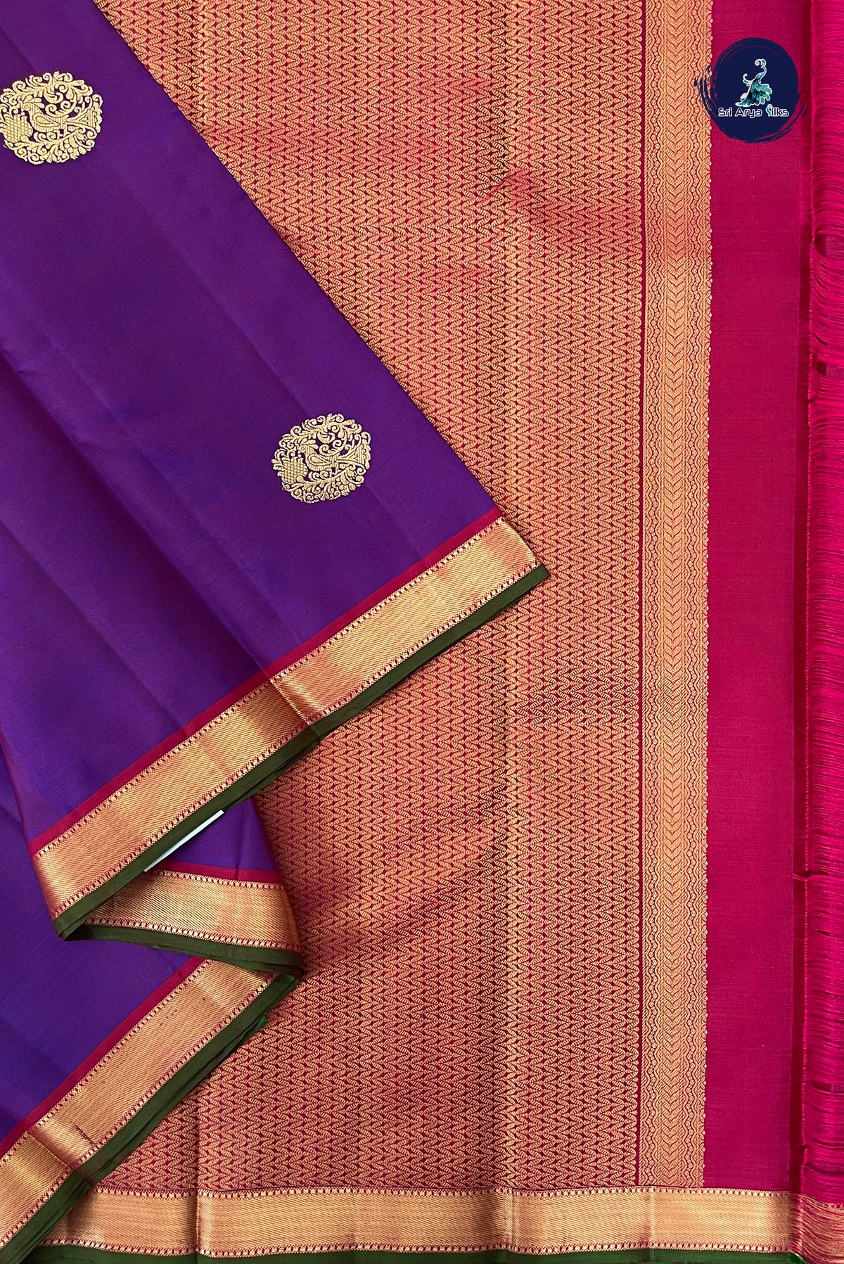 Dual Tone Purple Mayil Chakram Butta Silk Saree With Zari Buttas Pattern