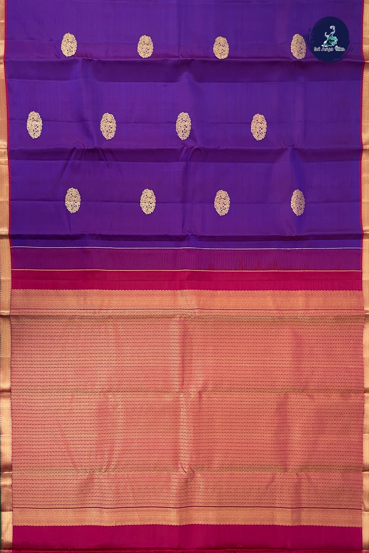 Dual Tone Purple Mayil Chakram Butta Silk Saree With Zari Buttas Pattern