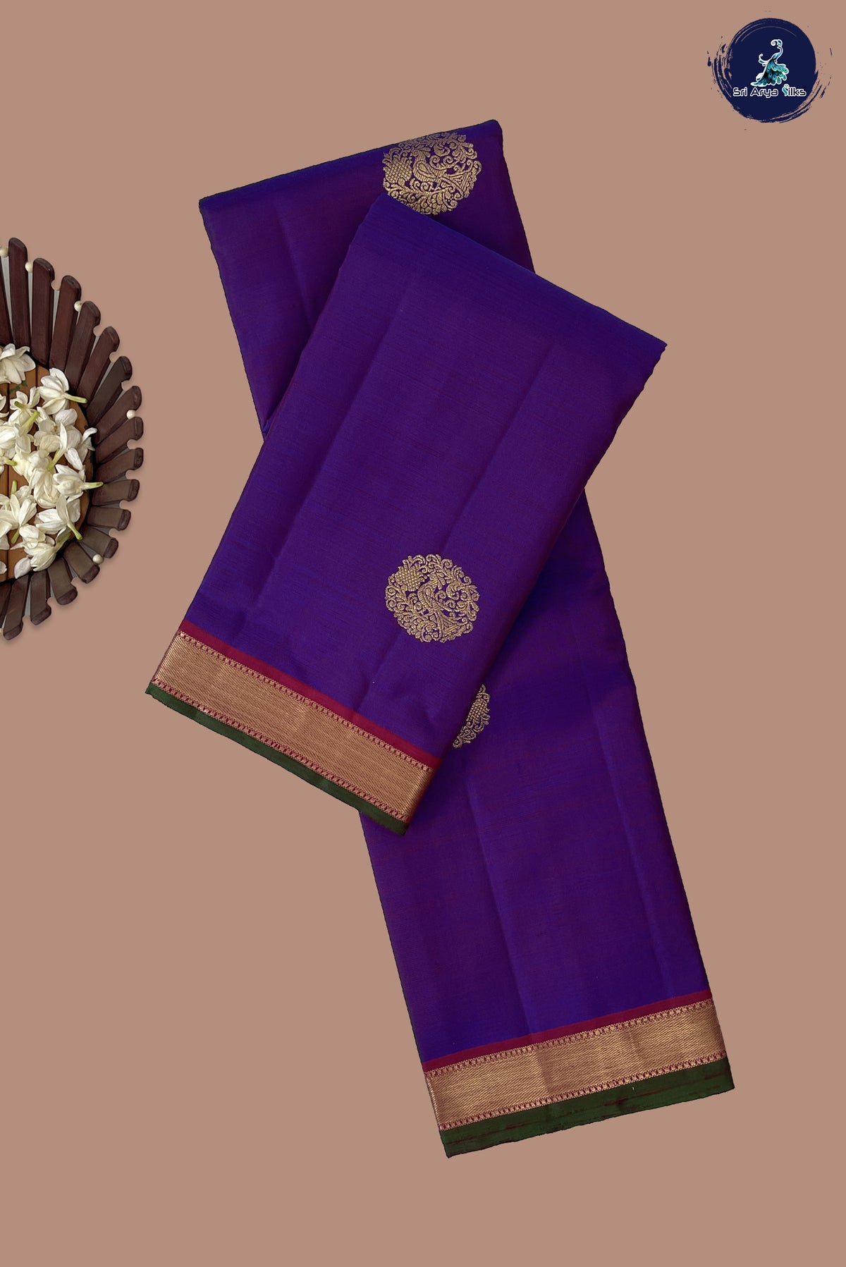Dual Tone Purple Mayil Chakram Butta Silk Saree With Zari Buttas Pattern