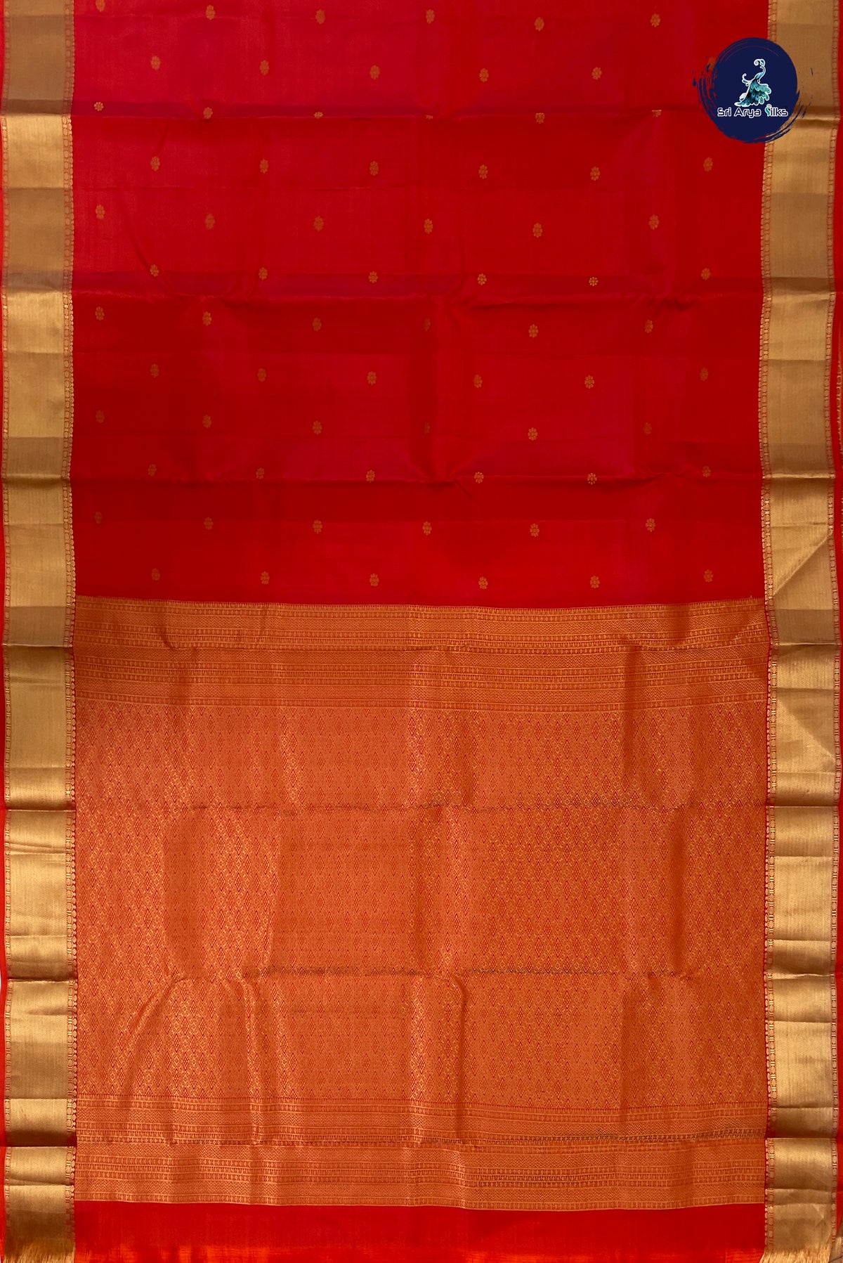 Pinkish Orange Bridal Silk Saree With Zari Buttas Pattern