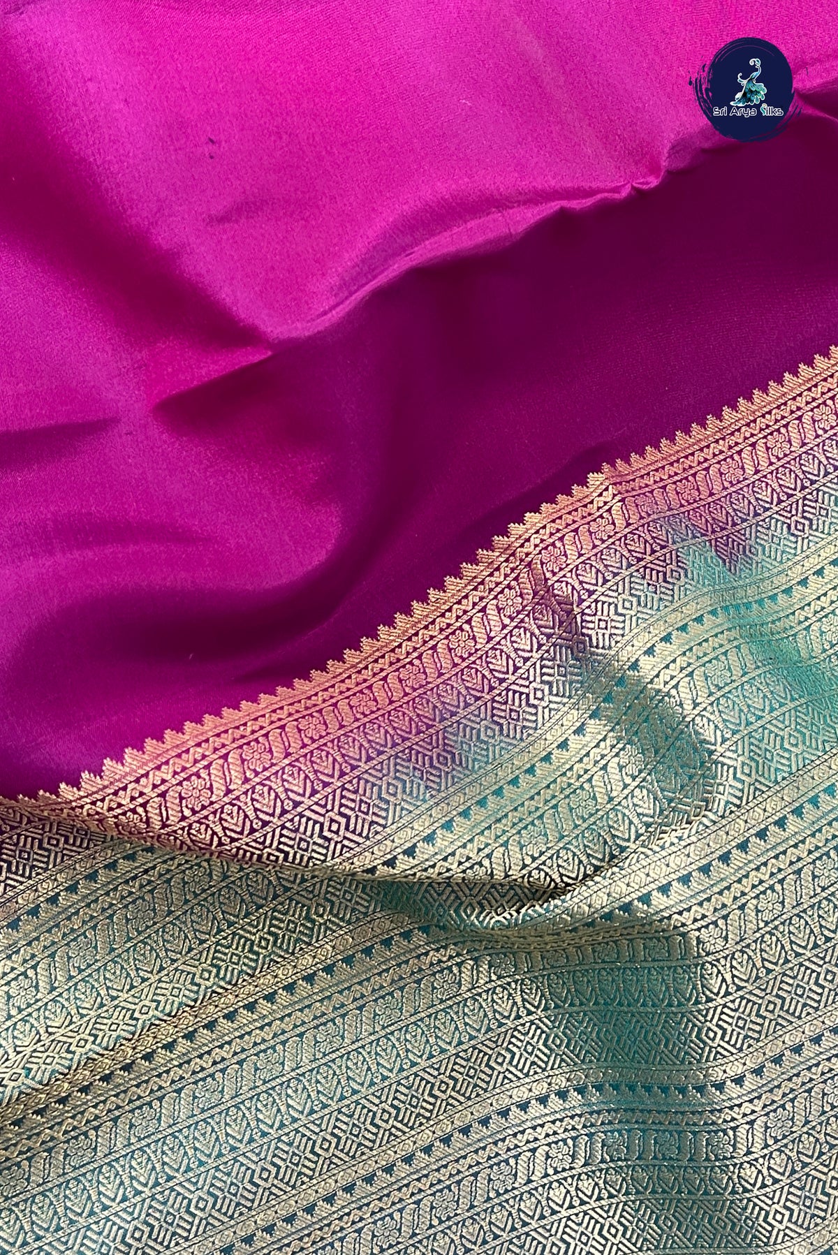 Dark Plum Thalampoo / Temple Border Silk Saree With Plain Pattern