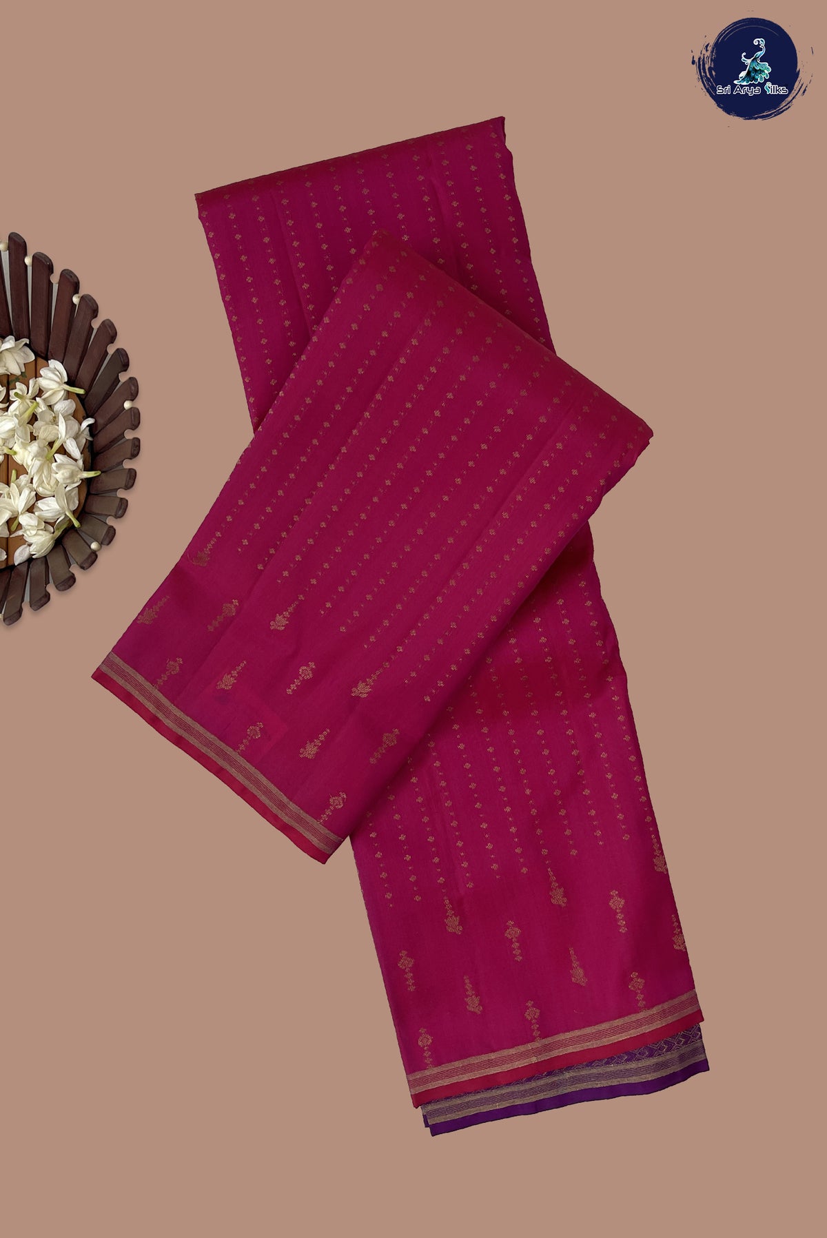 Dark Pink Light Weight Silk Saree With 1000 Butta Pattern