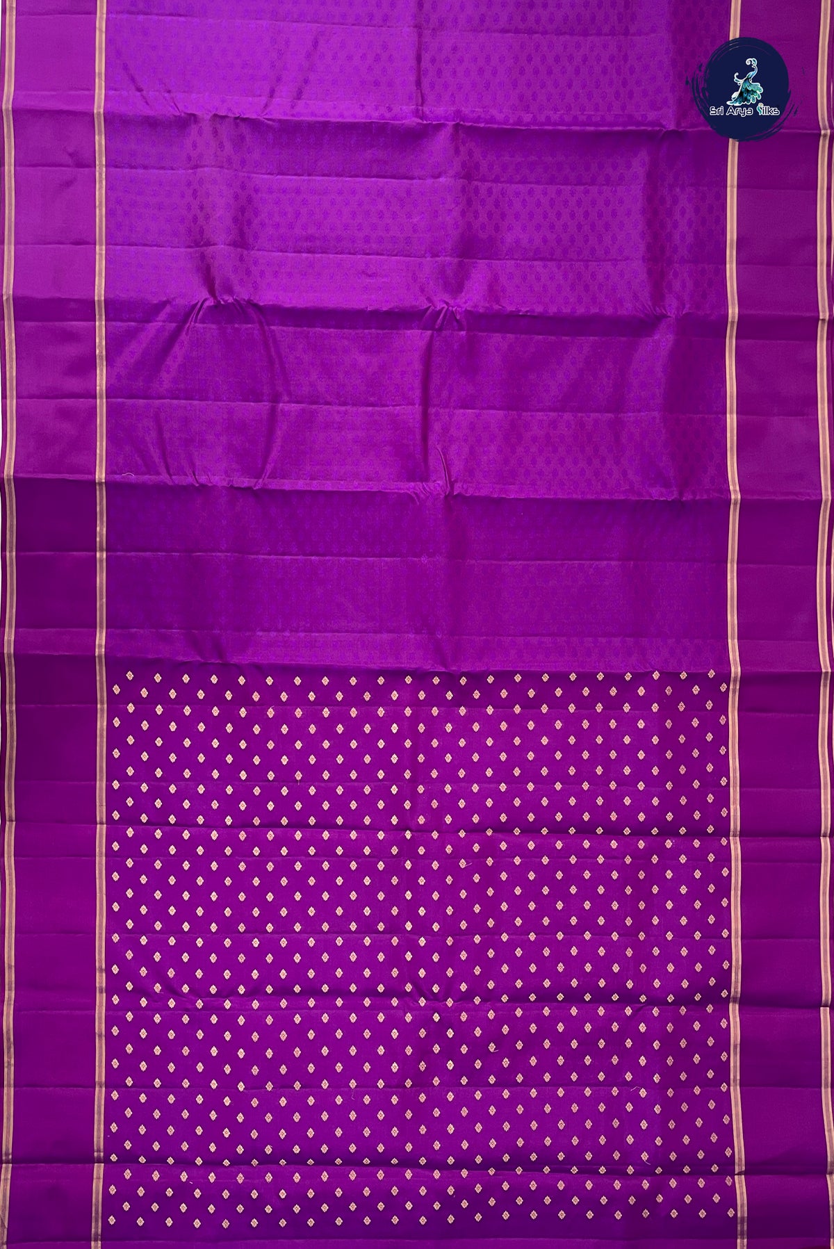 Purple Thread Work Silk Saree With Embossed Pattern