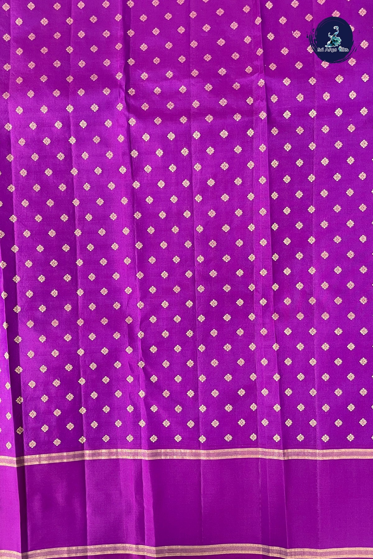 Purple Thread Work Silk Saree With Embossed Pattern