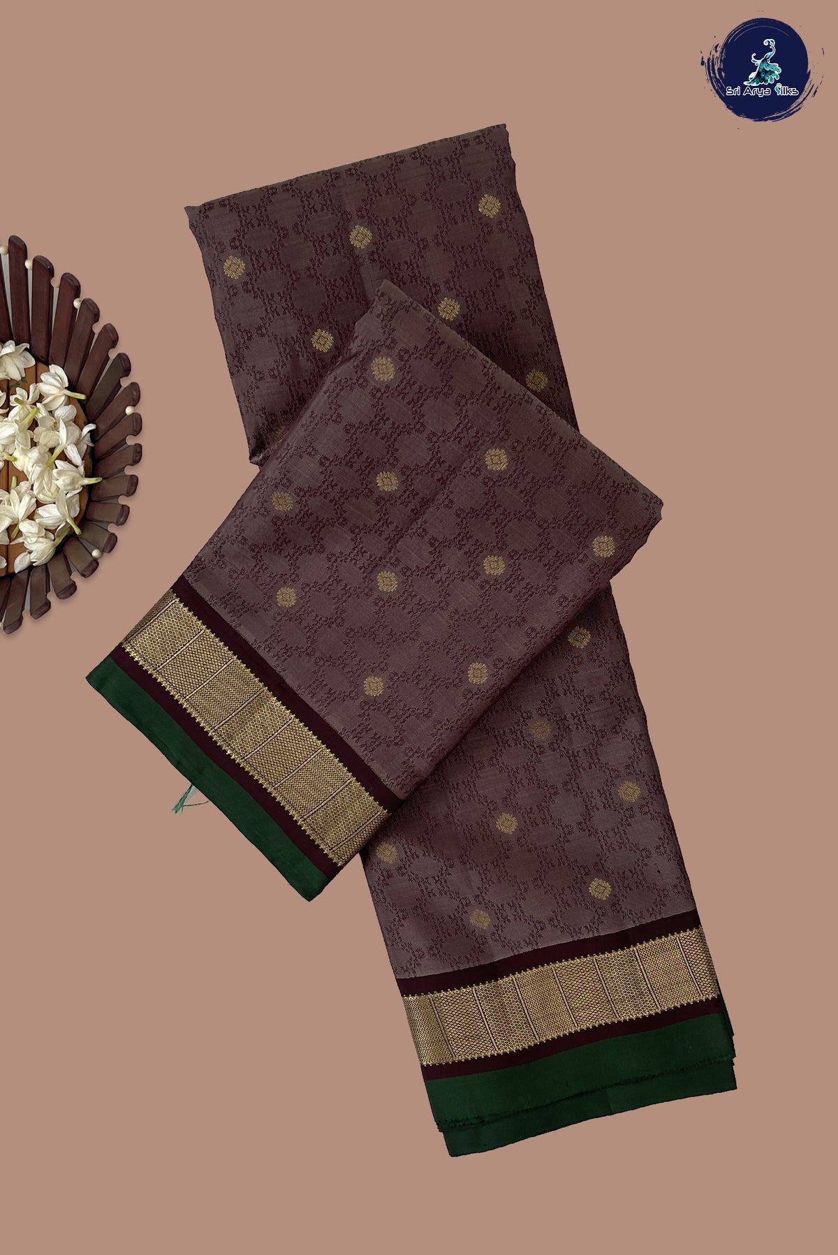 Chocolate Shade Bridal Silk Saree With Embossed Pattern
