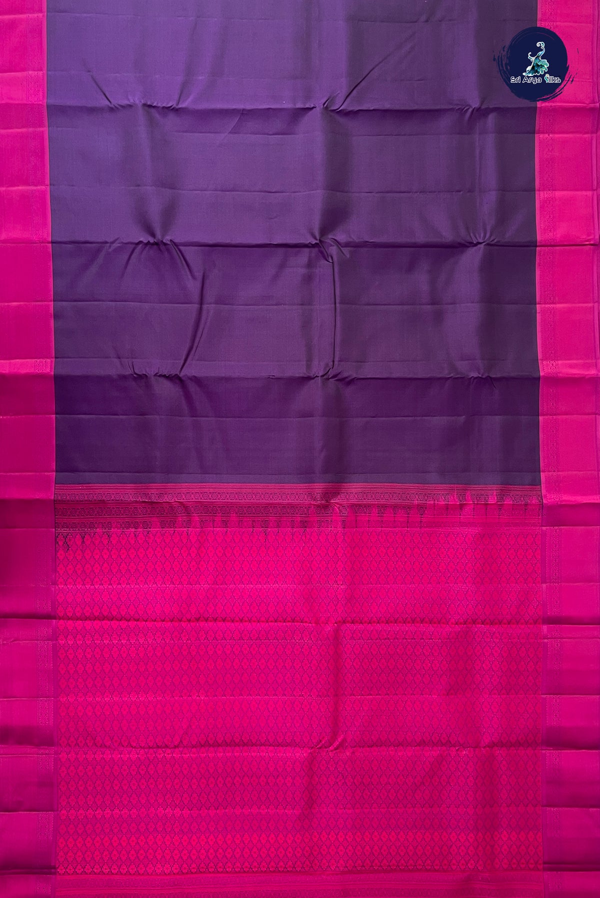 Jamun Thread Work Silk Saree With Plain Pattern