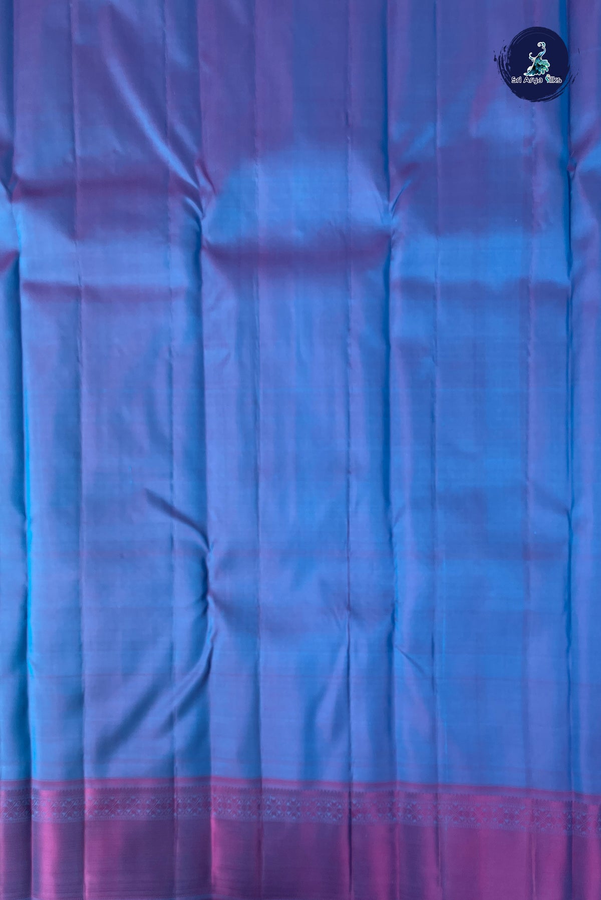Blue Thread Work Silk Saree With Plain Pattern