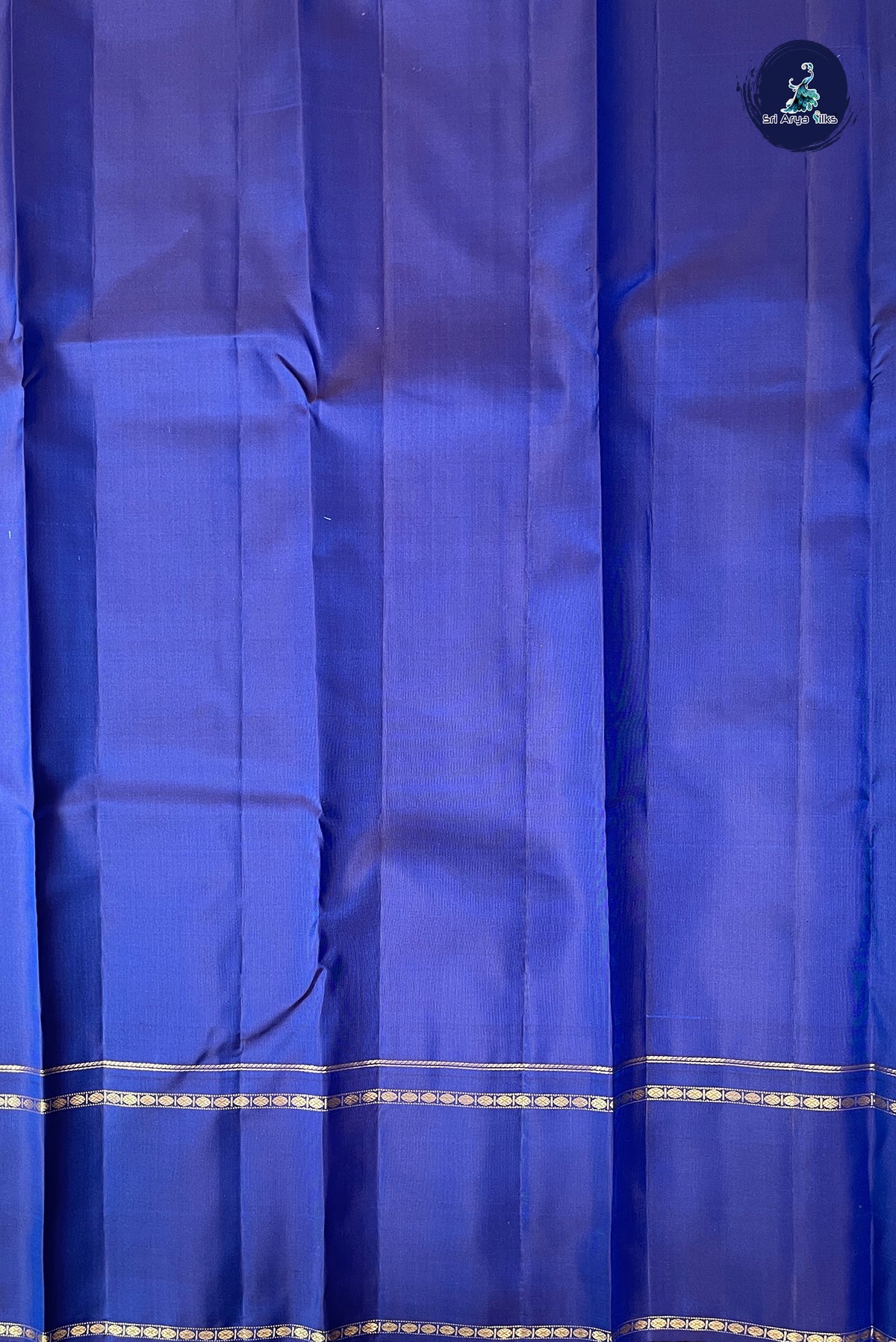 Peacock Blue Rettaippade Border Silk Saree With Zari Buttas Pattern