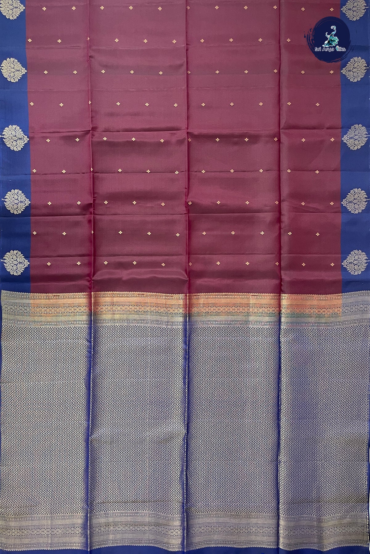 Snuf Half Pure Silk Saree With Zari Buttas Pattern