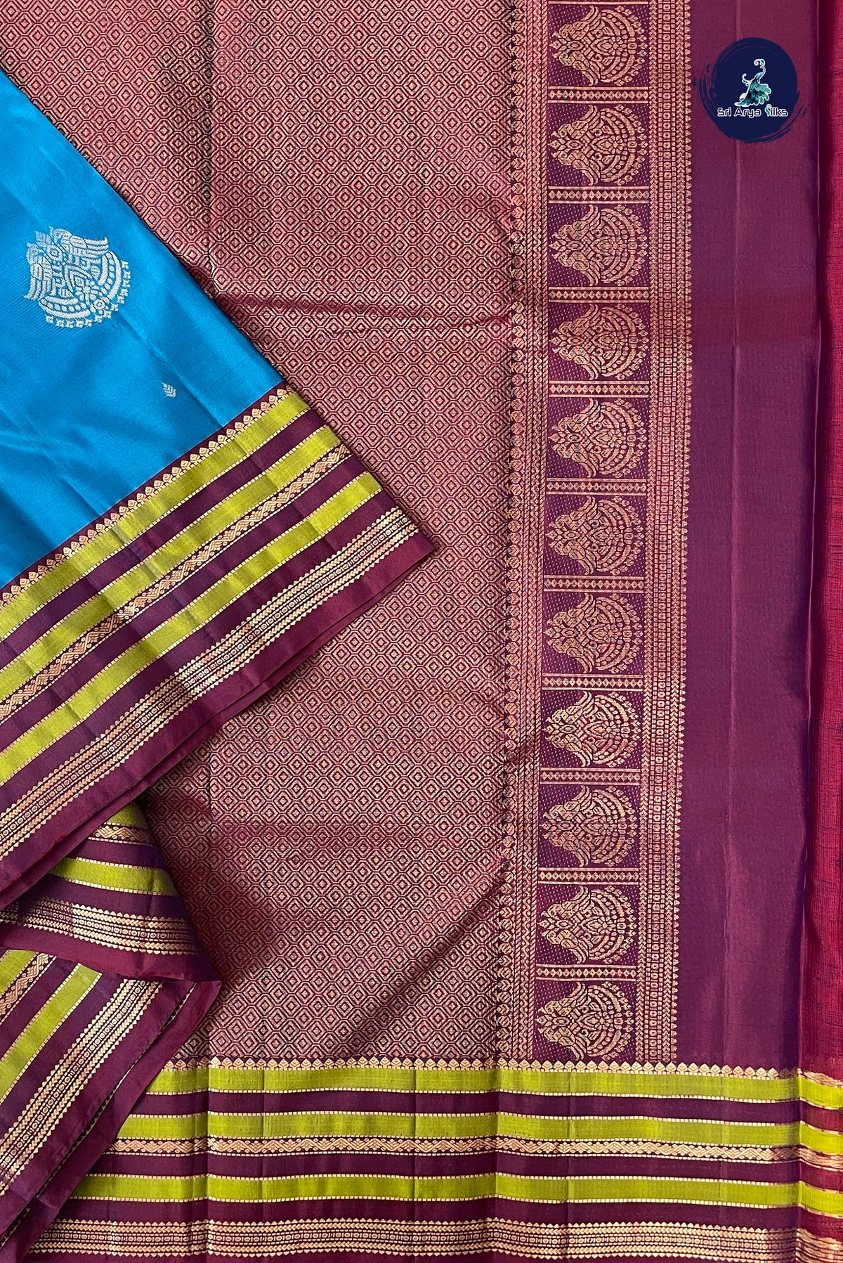 Blue Half Pure Silk Saree With Zari Buttas Pattern