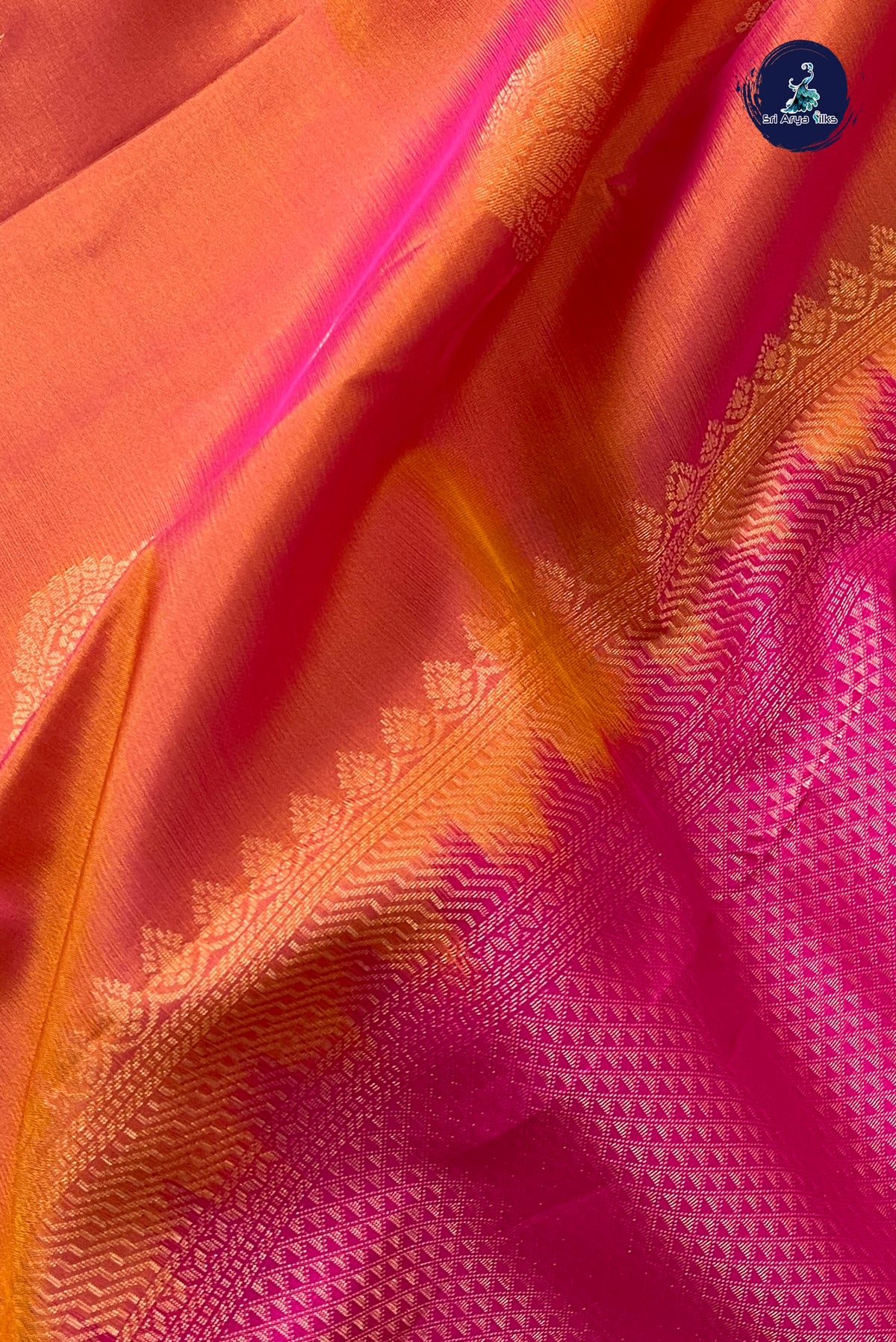 Rust Half Pure Silk Saree With Zari Buttas Pattern