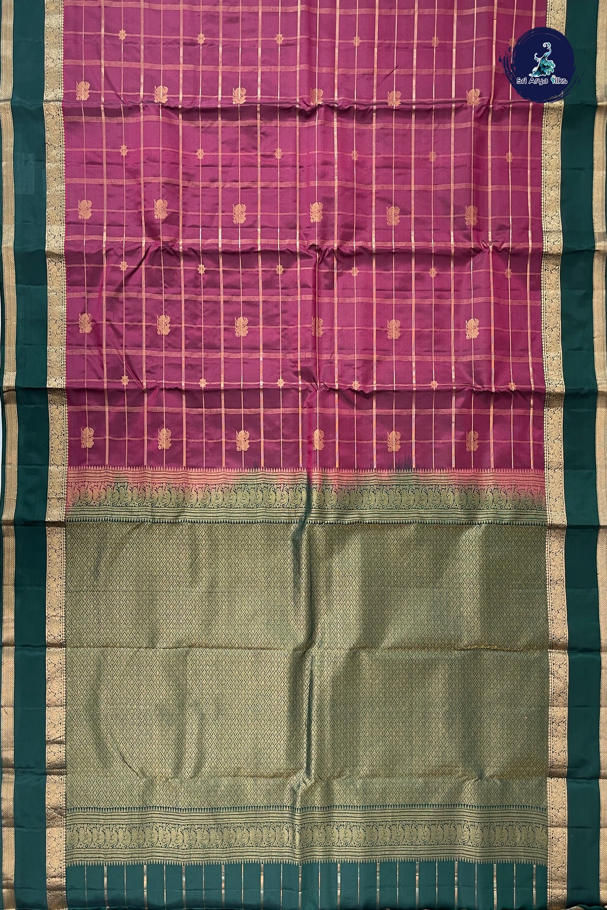 Arakku Half Pure Silk Saree With Zari Checked Pattern
