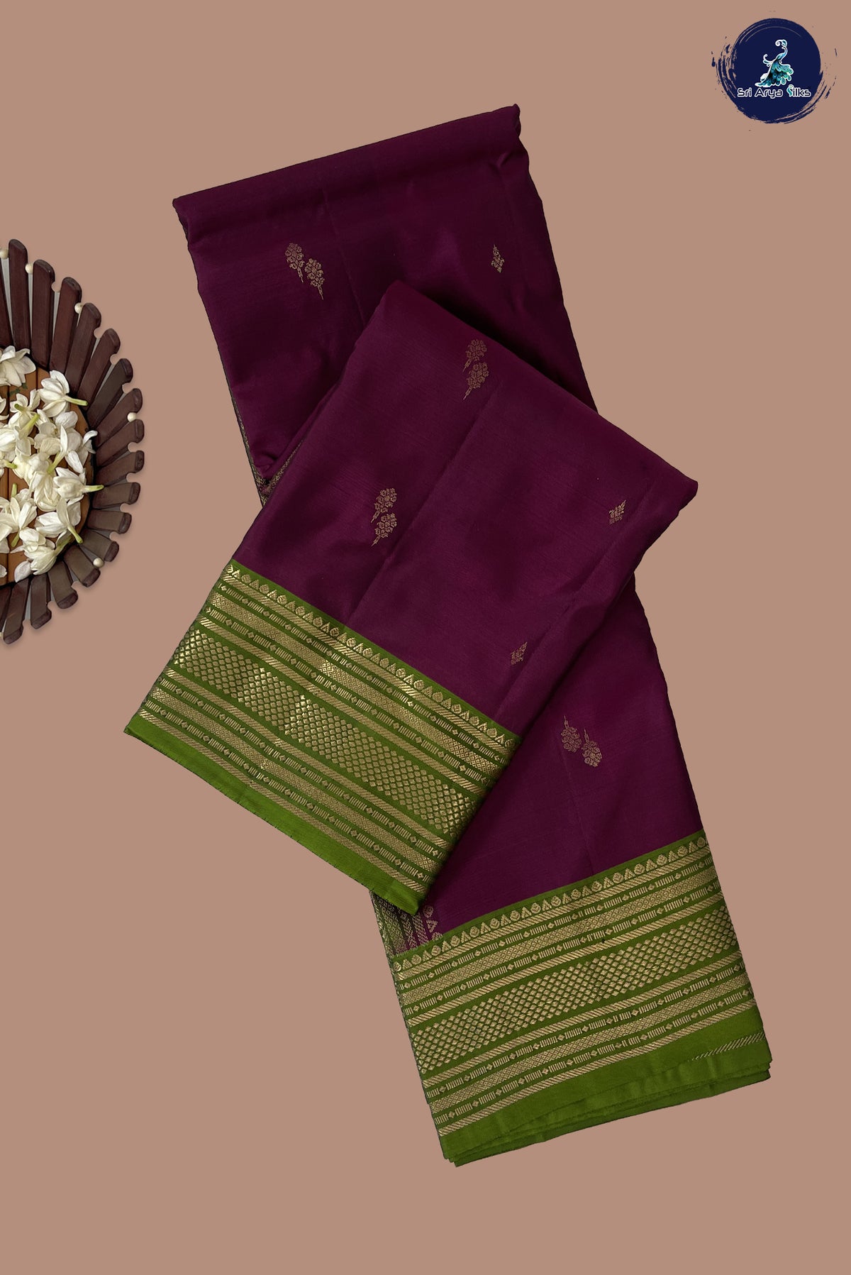 Dual Tone Maroon Half Pure Silk Saree With Zari Buttas Pattern