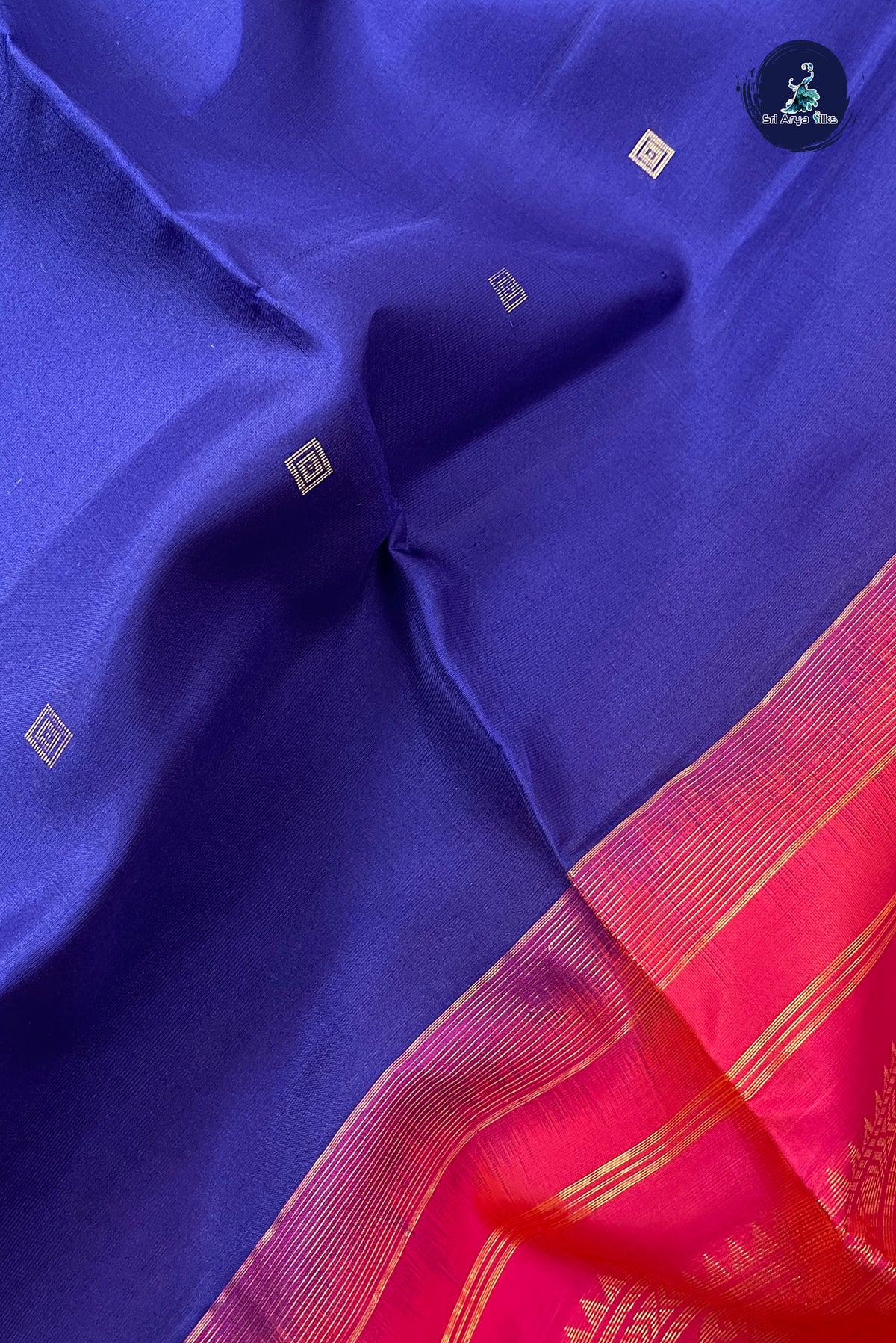 Dark Blue Soft Silk Saree With Zari Buttas Pattern